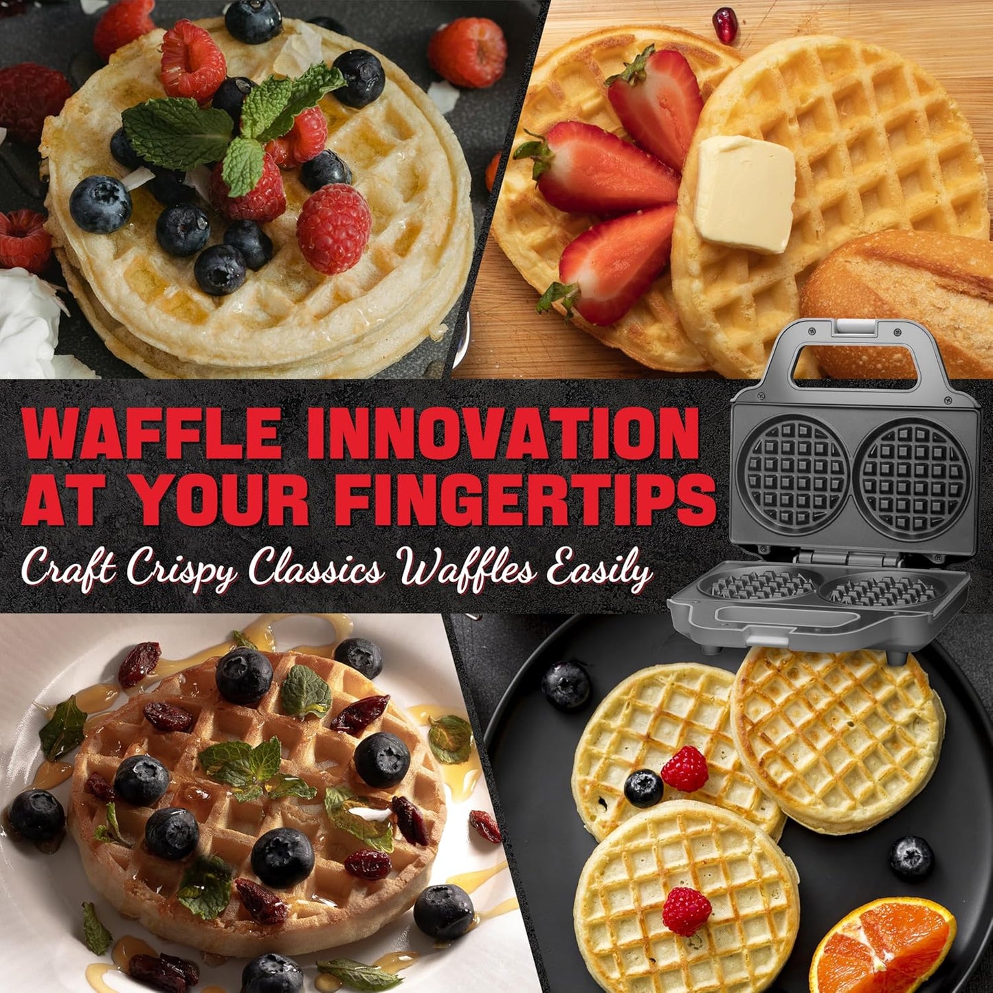 4 Inch Double Mini Waffle Maker Machine, Chaffle Maker, Waflera Electrica, Small Waffle Iron for Waffles, Keto Chaffles, Hash Browns, Cookies, Grey
