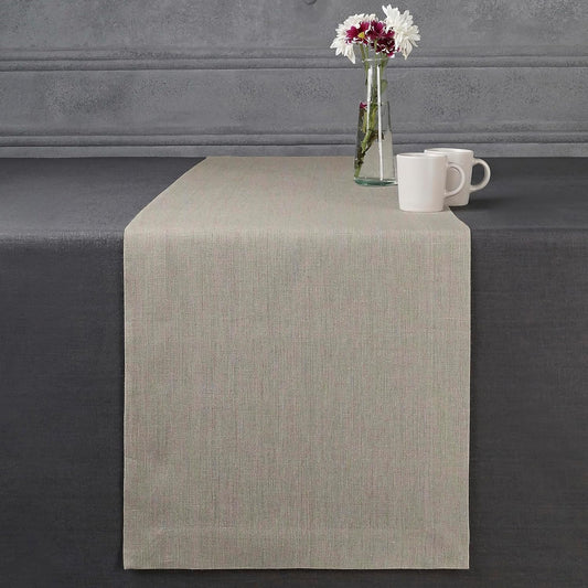 D'Moksha Homes Linen Natural Table Runner 90 Inches Long - 100% Pure Linen 14 x 90 Inch Table Runner for Dining, Fall, Autumn and Halloween - Machine Washable