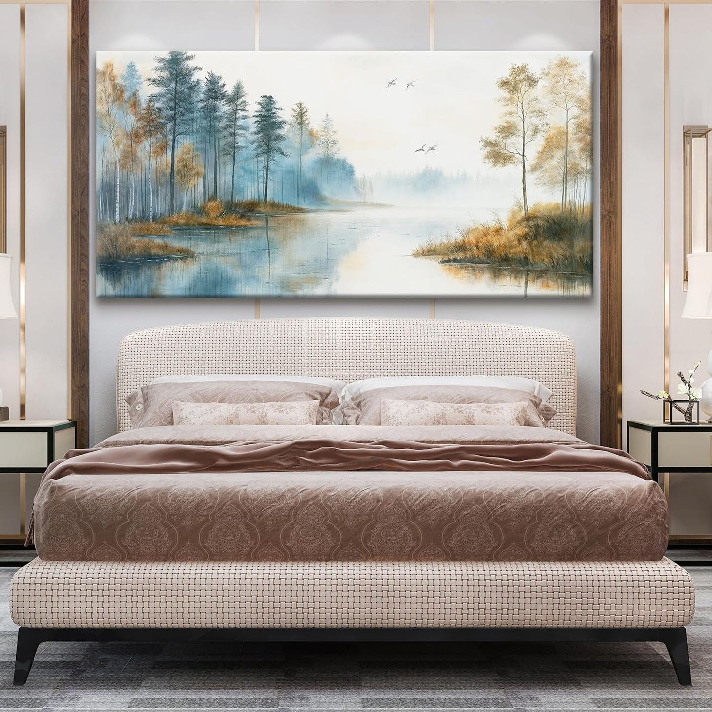 Suconvng Large Wall Art For Living Room Landscape Canvas Art Wall Decor Modern Tree Forest Wall Art Painting Prints Picture For Bedroom Office Kitchen Home Wall Decor 29"X58"