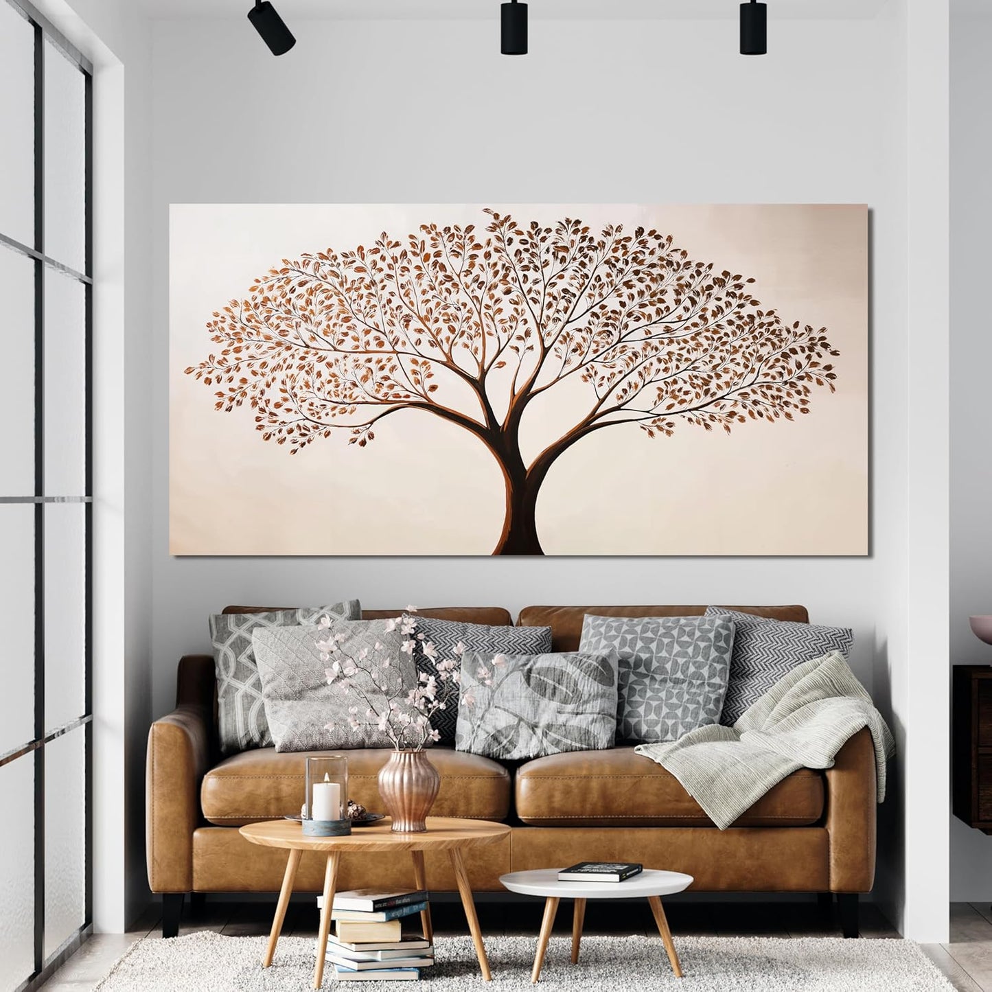 Canvas Art Wall Decor Modern Tree of Life Wall Art Prints Minimalist Botanical Wall Art Decorations Wall Art Pictures for Living Room Browm Artwork for Walls Bedroom Office Decor Aesthetic 20" X 40"