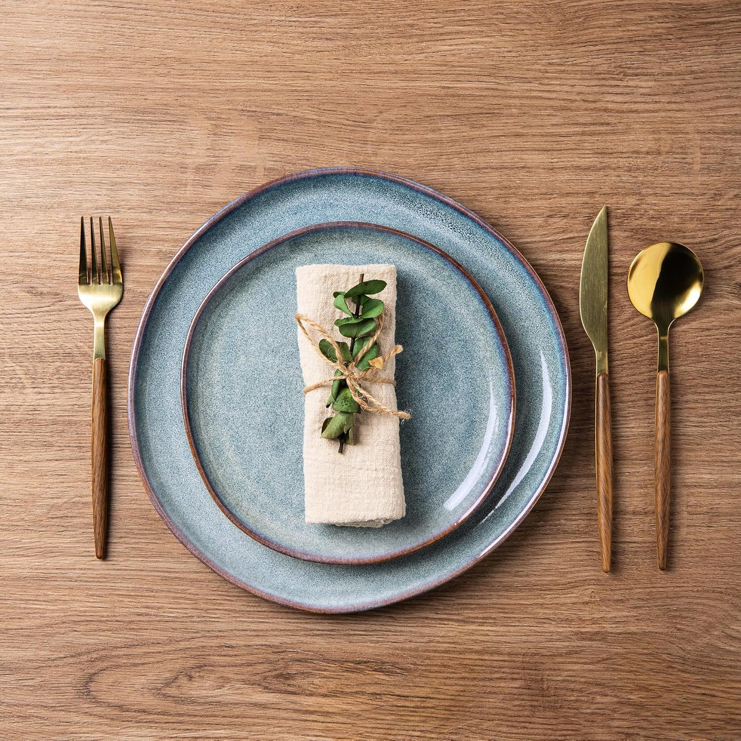 AmorArc Ceramic Dinnerware Sets,Handmade Reactive Glaze Stoneware Plates and Bowls Sets,Highly Chip and Crack Resistant | Dishwasher & Microwave Safe Dishes Set,Service for 6 (18pc)