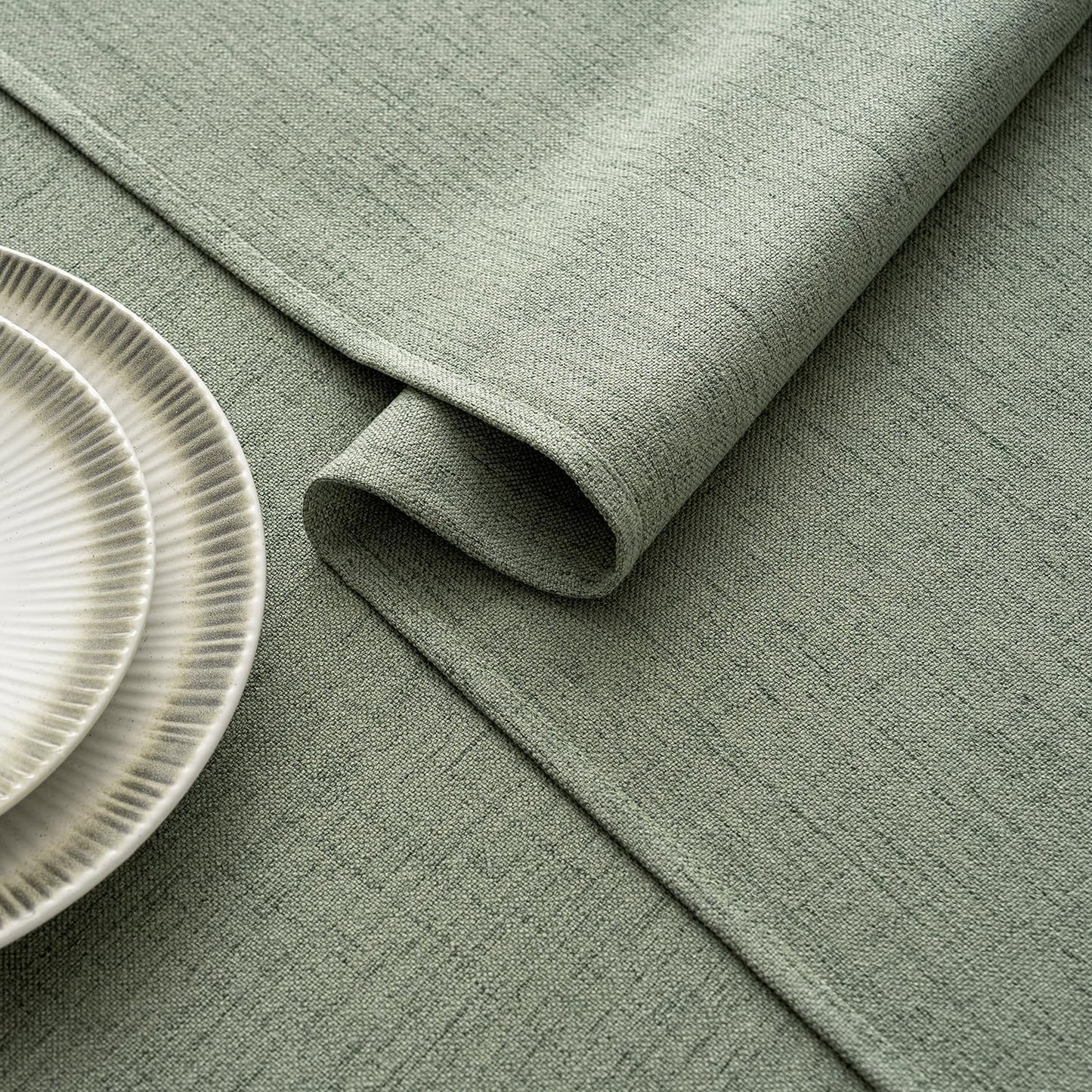MIULEE Sage Green Linen Tablecloth 60x84 Inch Rectangle Table Cloth Waterproof,Stain Resistant & Wrinkle Resistant for Dining Party Wedding