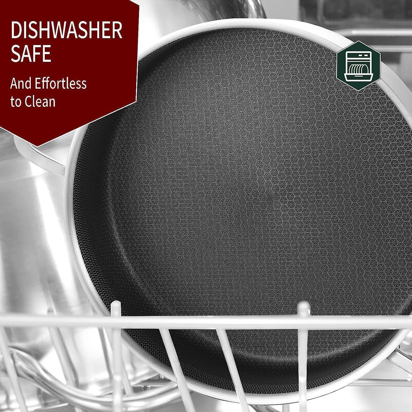 LOLYKITCH Tri-Ply Stainless Steel 10 Inch Non-Stick Sauté Pan with Lid,Induction Deep Cooking Pan, Dishwasher and Oven Safe