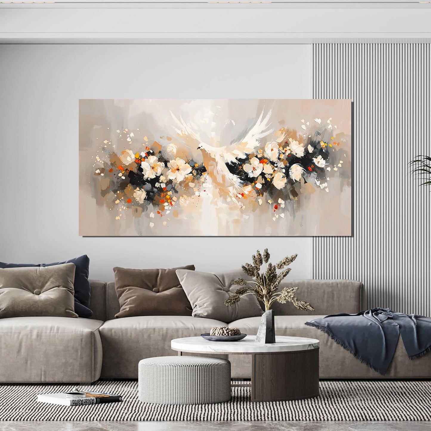 AIXMGSJS Large Canvas Wall Art Decor Wall Art Pictures for Living Room Colorful Flowers Wall Art Prints Artwork for Walls Dove of Peace Wall Art Art Work for Wall Decor Bedroom Office Decor 24" X 48"