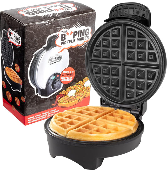 That BEEPING Waffle Maker- Personal 7" Belgian Waffler that BEEPS with Tone when Ready - Electric, Non Stick Griddle Iron w/Adjustable Browning Control- Unique Xmas Gift that Makes Breakfast Special
