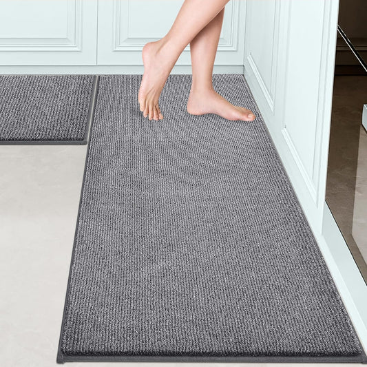 Washable Kitchen Rugs Set of 2 (24" x 35.5" + 24" x 59" Rectangular), Kitchen Mats for Floor, Indoor Entryway Runner Rugs for Laundry, Bathroom, Door, Bedroom (Roll Packing)