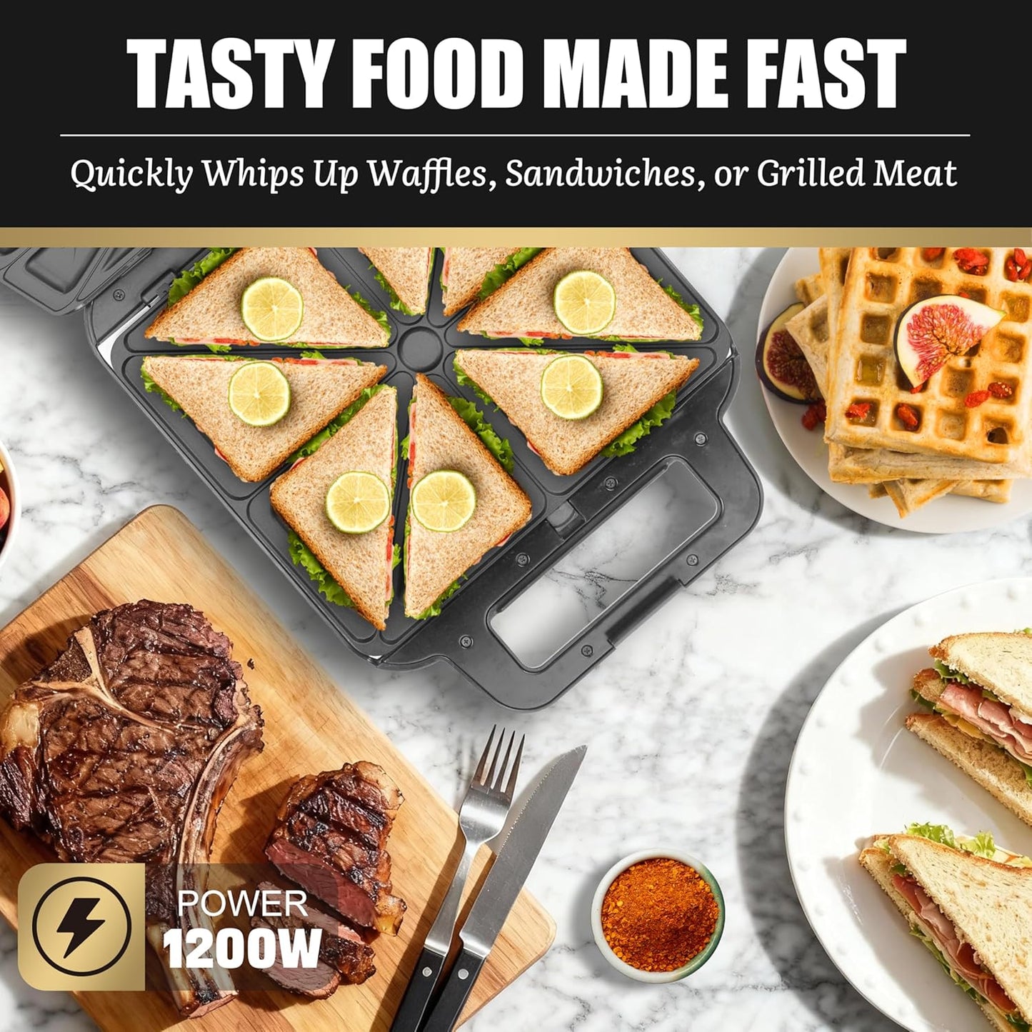 Belgian Waffle Maker with Removable Plates, Waflera Electrica, Large Waffle Iron, 3 in 1 Panini Grill Press Breakfast Sandwich Maker, Electric Griddle, Grilled Cheese Maker, Breakfast Station