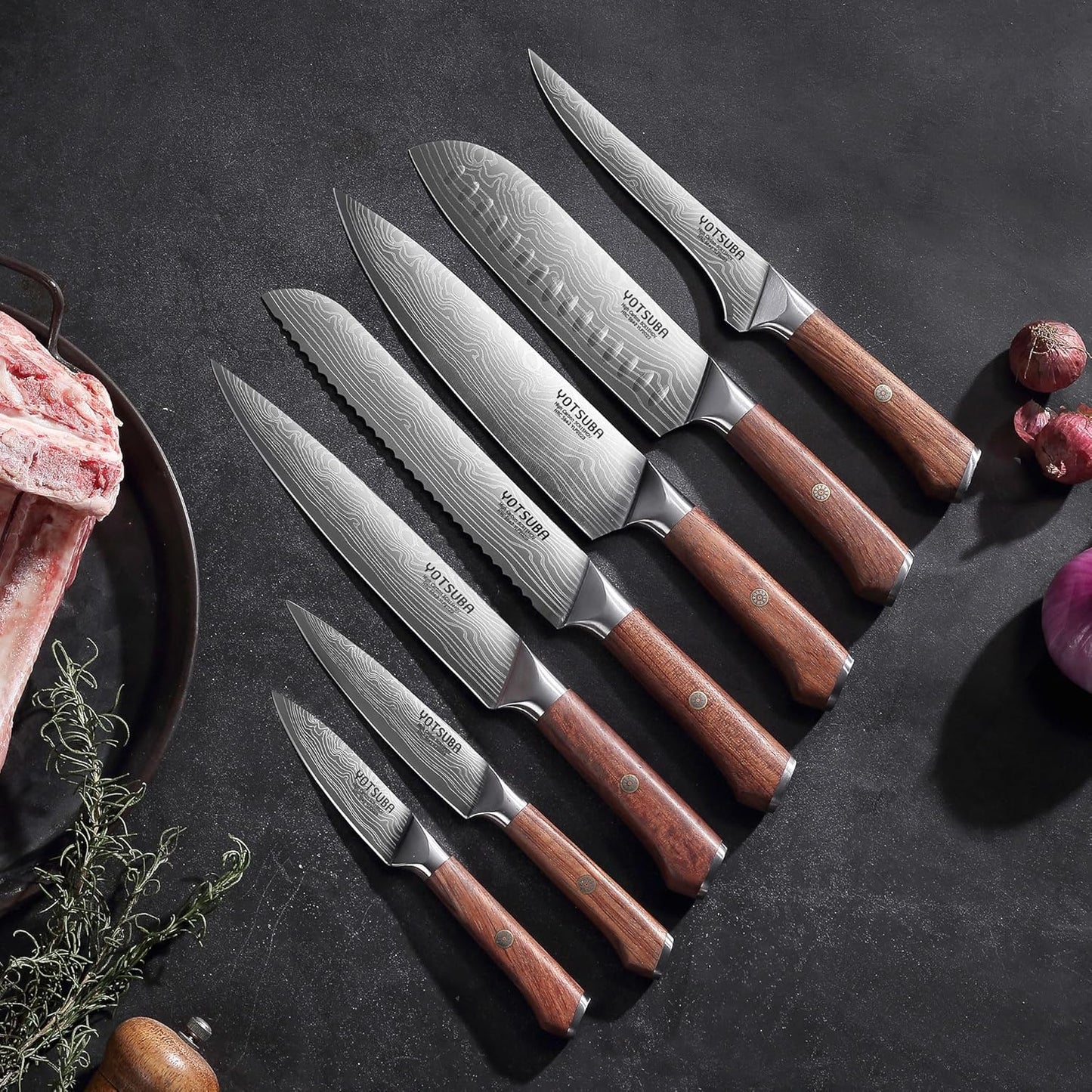 YOTSUBA Kitchen Knife Set, 7PCS Kitchen Knives Set High Carbon Stainless Steel Sharp Knife, Knives Set for Kitchen with Ergonomic Handle