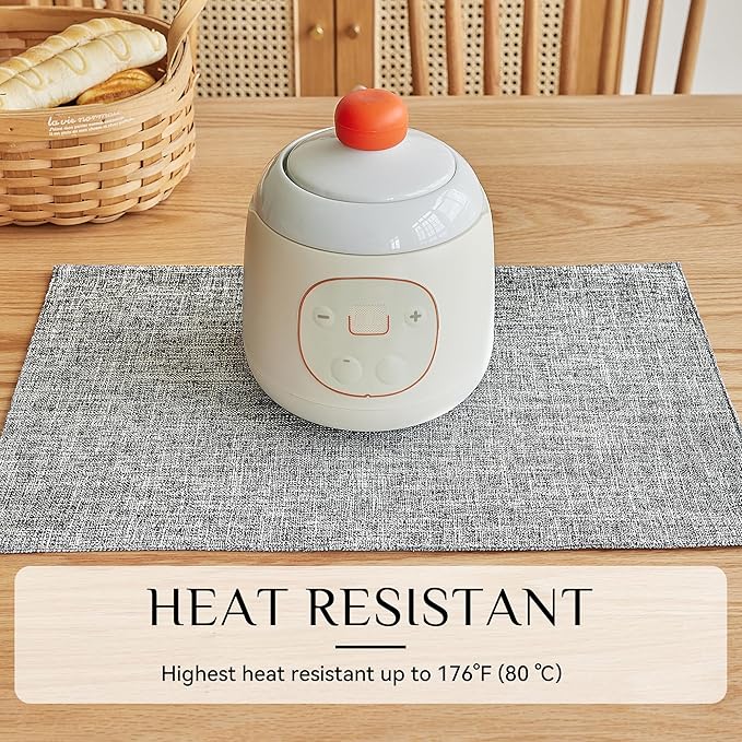 Softalker Faux Linen Placemats Set of 12-12 x 18 Inch, Heat Resistant Double Layered Durable Burlap Farmhouse Place Mats, Non-Slip Washable Rustic Table Mats for Dining, Kitchen, Party（Ash Grey