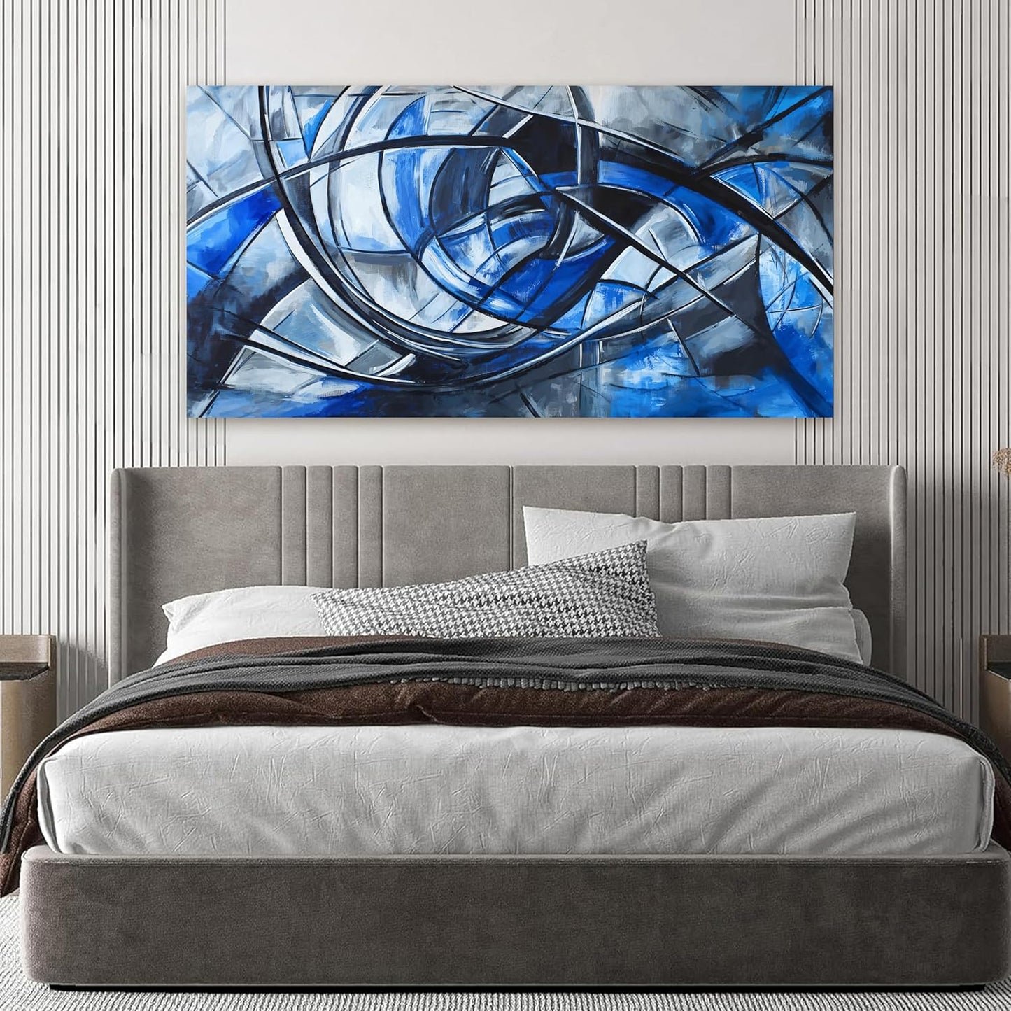 Abstract Wall Art Decor Wall Art Pictures for Living Room Abstract Canvas Art Wall Decor Modern Blue Wall Art Prints Artwork for Walls Black and White Wall Art Decorations Home Office Decor 20" X 40"
