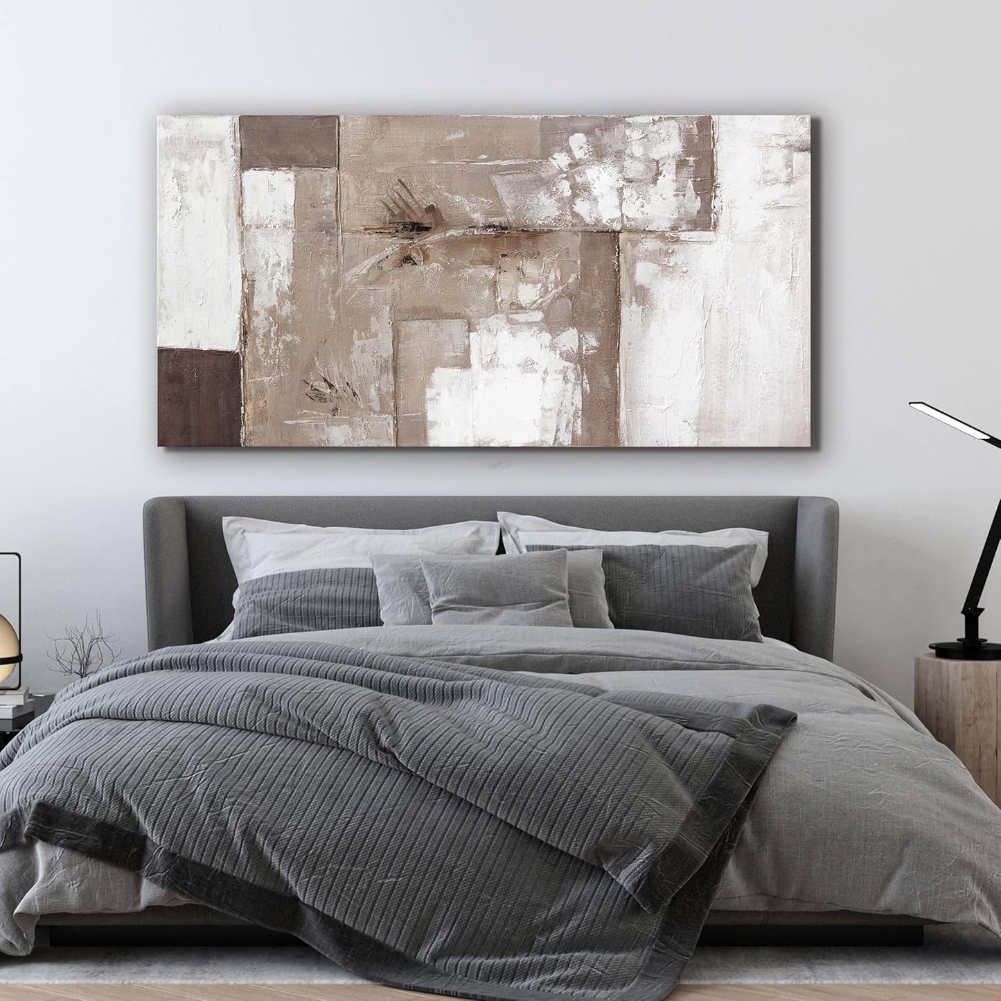 YISXINOAG Large Abstract Wall Art For Living Room Decor Grunge Room Decor Art Canvas Art Wall Decor 29" X 58" Painting Brown Grey And White Wall Art For Bedroom Home Office Dining Room Decoration