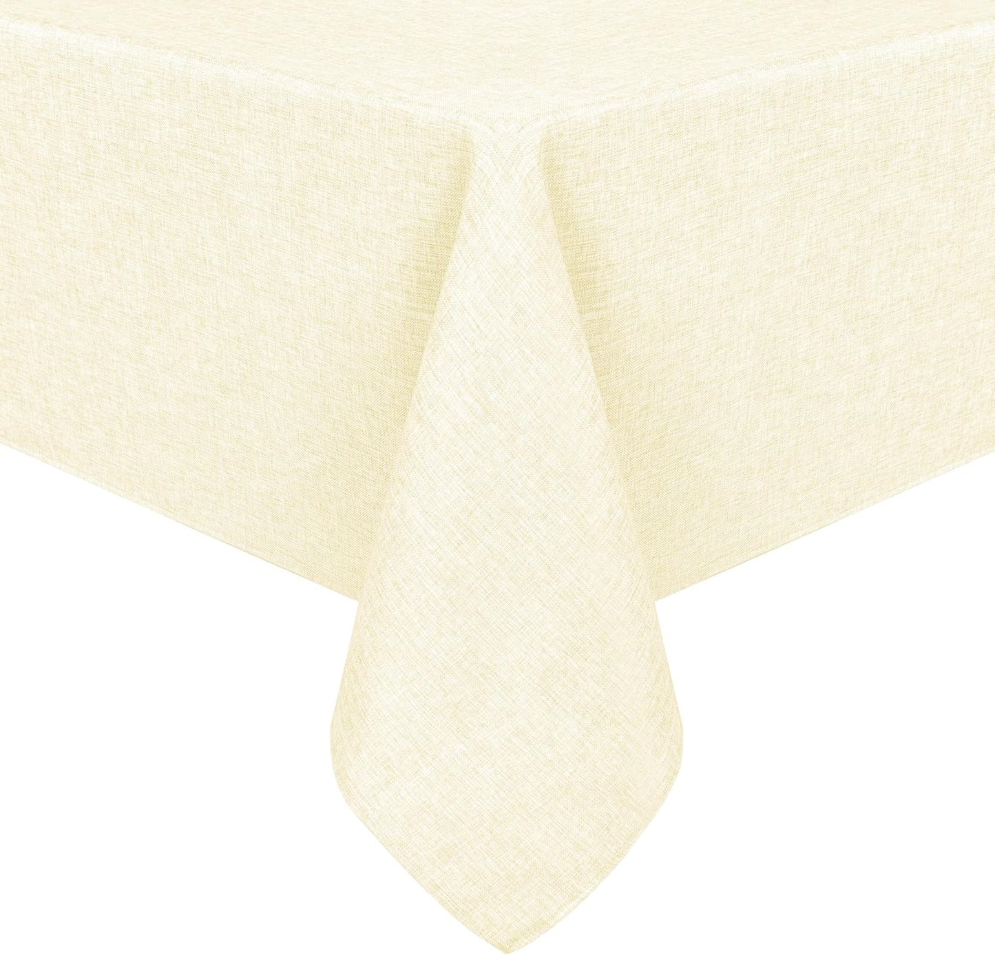 Hiasan Faux Linen Rectangle Tablecloth - Wrinkle and Stain Resistant Washable Table Cloth for Kitchen Dining Room Holiday Table Cover for Dinner, Champagne, 60 x 140 Inch