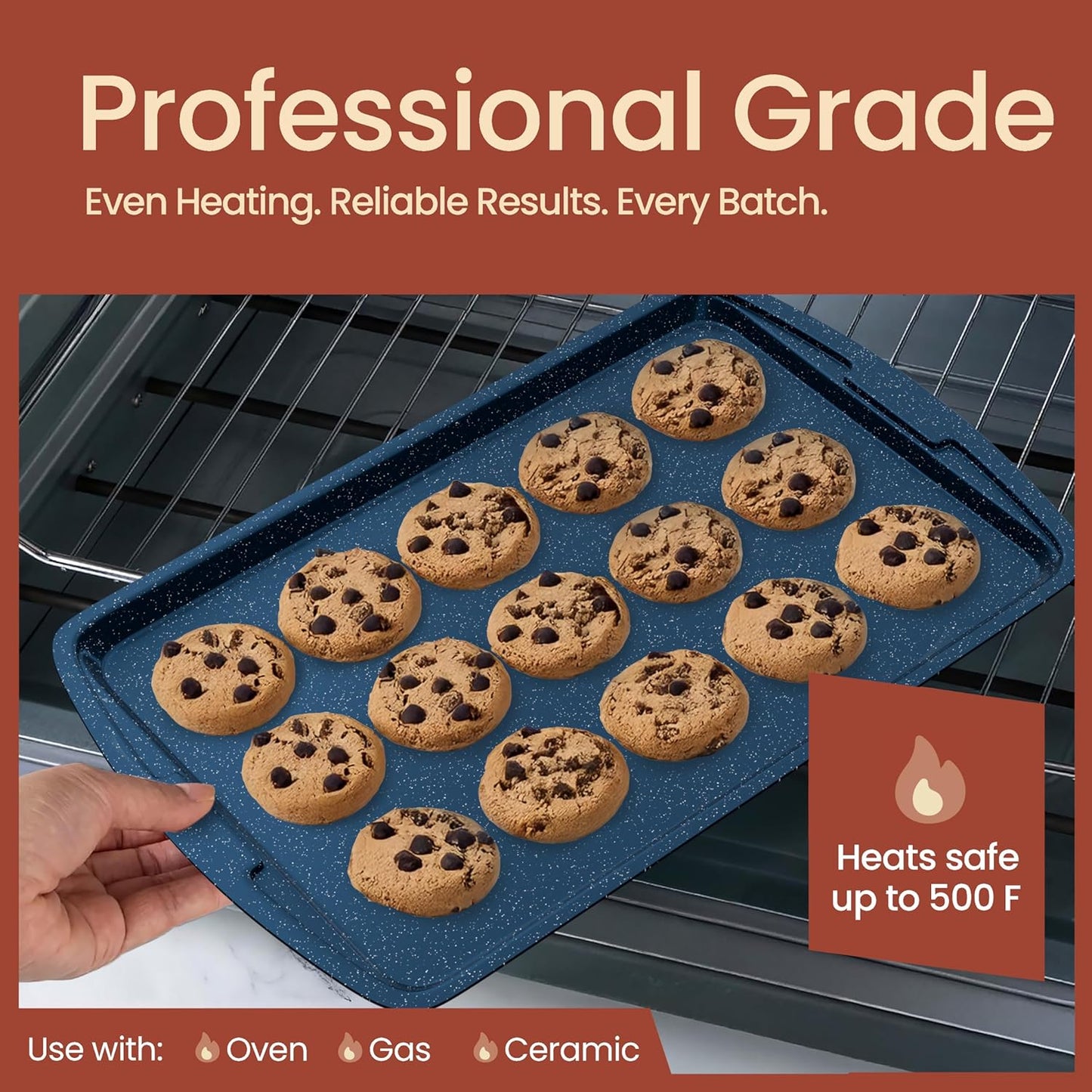 Blue Marble 10-Piece Bakeware Sets, Nonstick Carbon Steel Baking Sheet & Pans, Stackable Space-Saving Bakeware, Dishwasher Safe, Stain-resistant, PFOAPFOSPTFE Free, Oven Safe Up To 450°F (230°C)