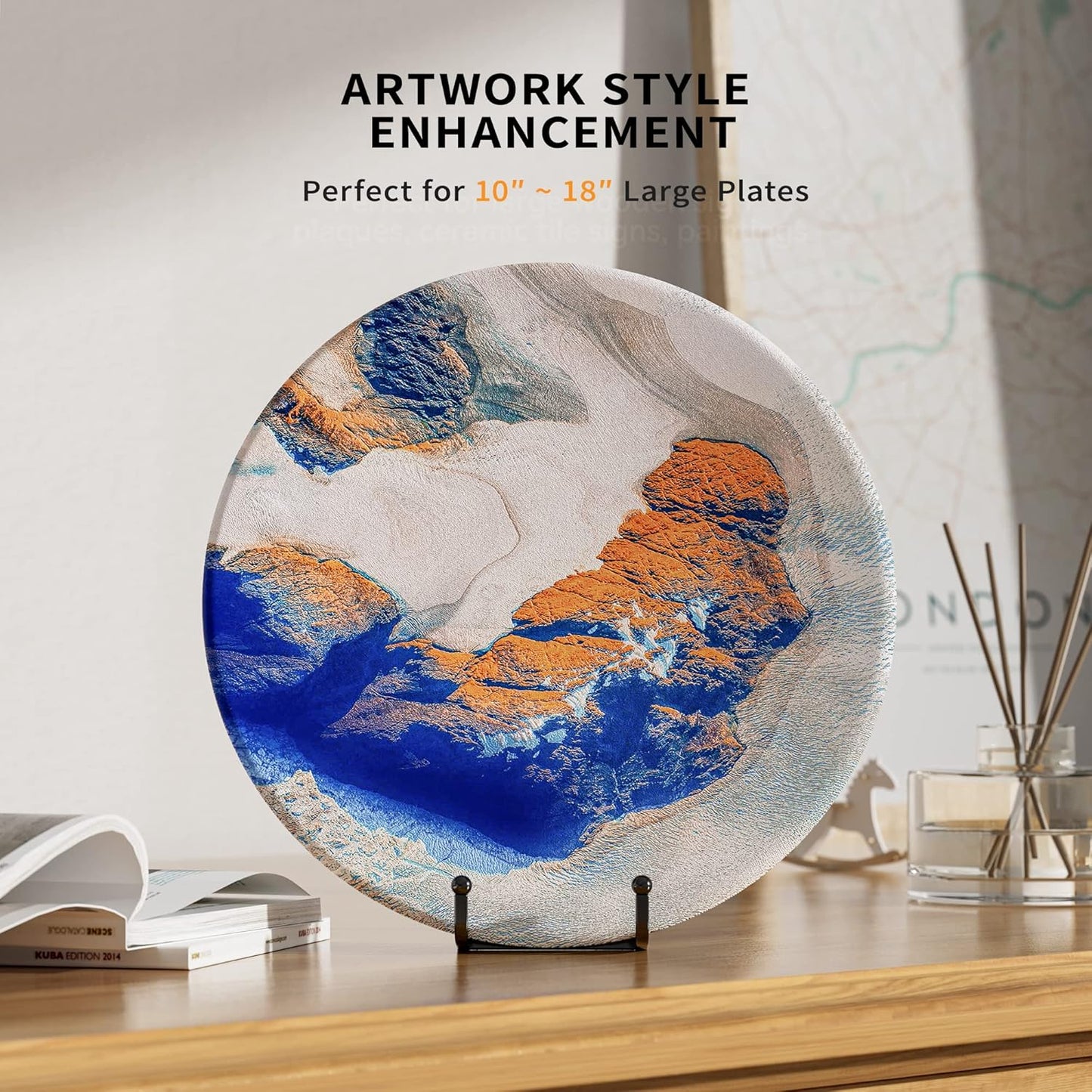 8 Inch Large Plate Stands for Display - Metal Square Wire Plate Holder Display Stand + Picture Stand for Book, Platter, Plaque, Photo Easel (2 Pack)