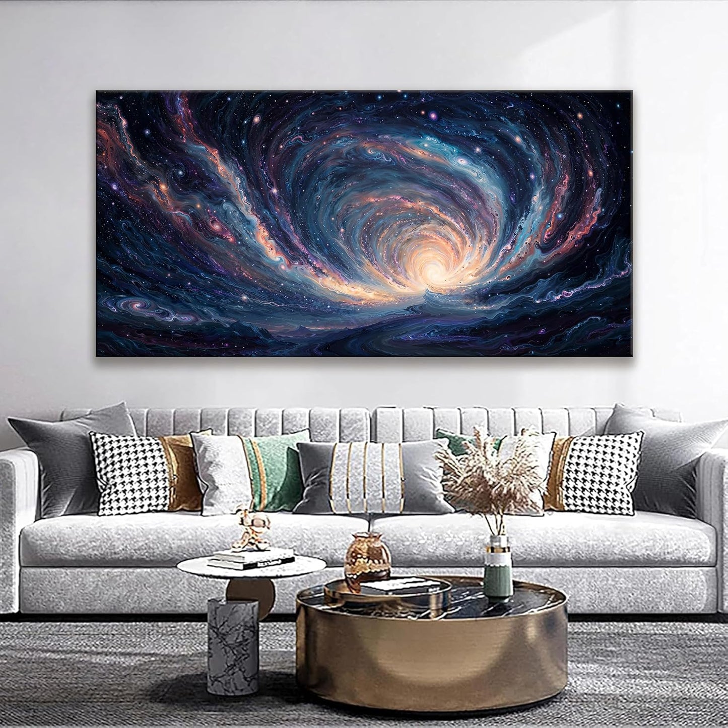 Large Wall Art Prints Modern Room Wall Decor Blue Starry Sky Tunnel Prints Artwork Ready To Hang Abstract Wall Art For Living Room Decor Office Kitchen Bedroom 29x58 Inch