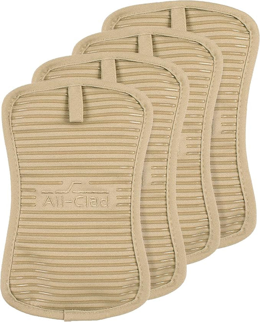 All-Clad Premium Pot Holder & Hot Pad: Heat Resistant to 500 Degrees - 100% Cotton, 10"x6.25" Hot Pad for Kitchen and Barbeque, 4-Pack, Cappuccino