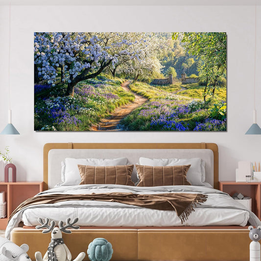 Canvas Wall Art Decor Modern Green Wall Art for Living Room Flower Tree Landscape Wall Art Prints Nature Trail Art Work for Wall Decor Artwork for Walls Kitchen Bedroom Office Decor 20" X 40"