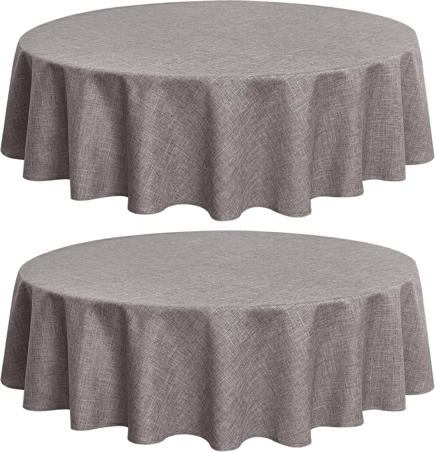 Fitable Linen Textured Tablecloths 60 Inches Round - 2 Pack Faux Burlap Table Clothes for Kitchen, Dining Room, Party, Farmhouse, Outdoor (Great for 20"-48" Round Tables, Stone)