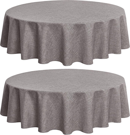 Fitable Linen Textured Tablecloths 60 Inches Round - 2 Pack Faux Burlap Table Clothes for Kitchen, Dining Room, Party, Farmhouse, Outdoor (Great for 20"-48" Round Tables, Stone)