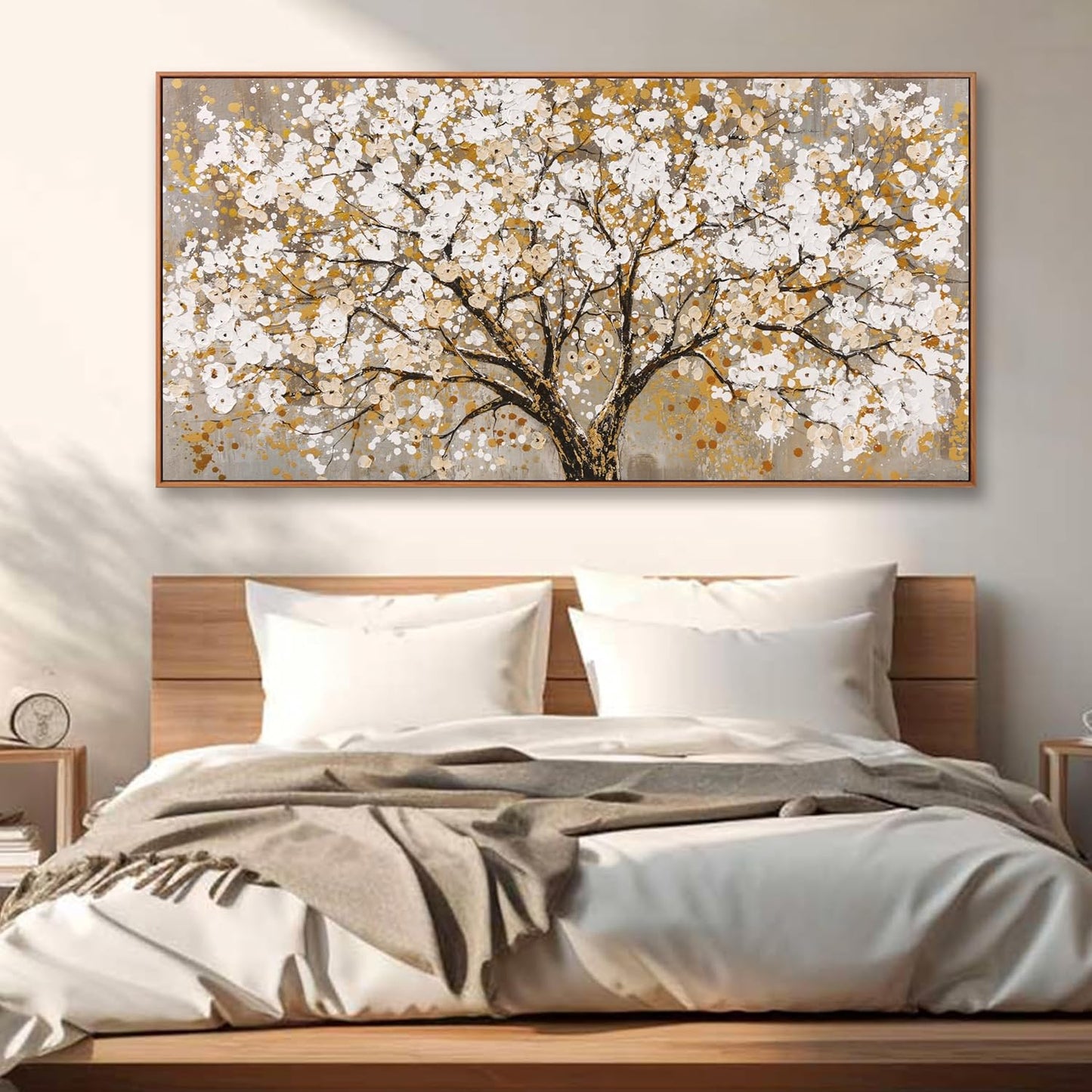 Wall Art Gold Nature Tree Of Life Abstract Canvas Painting Picture Modern Wall Art Print Landscape Artwork Framed For Living Room Bedroom Bathroom Office Home Decor 24" X 48"Painting