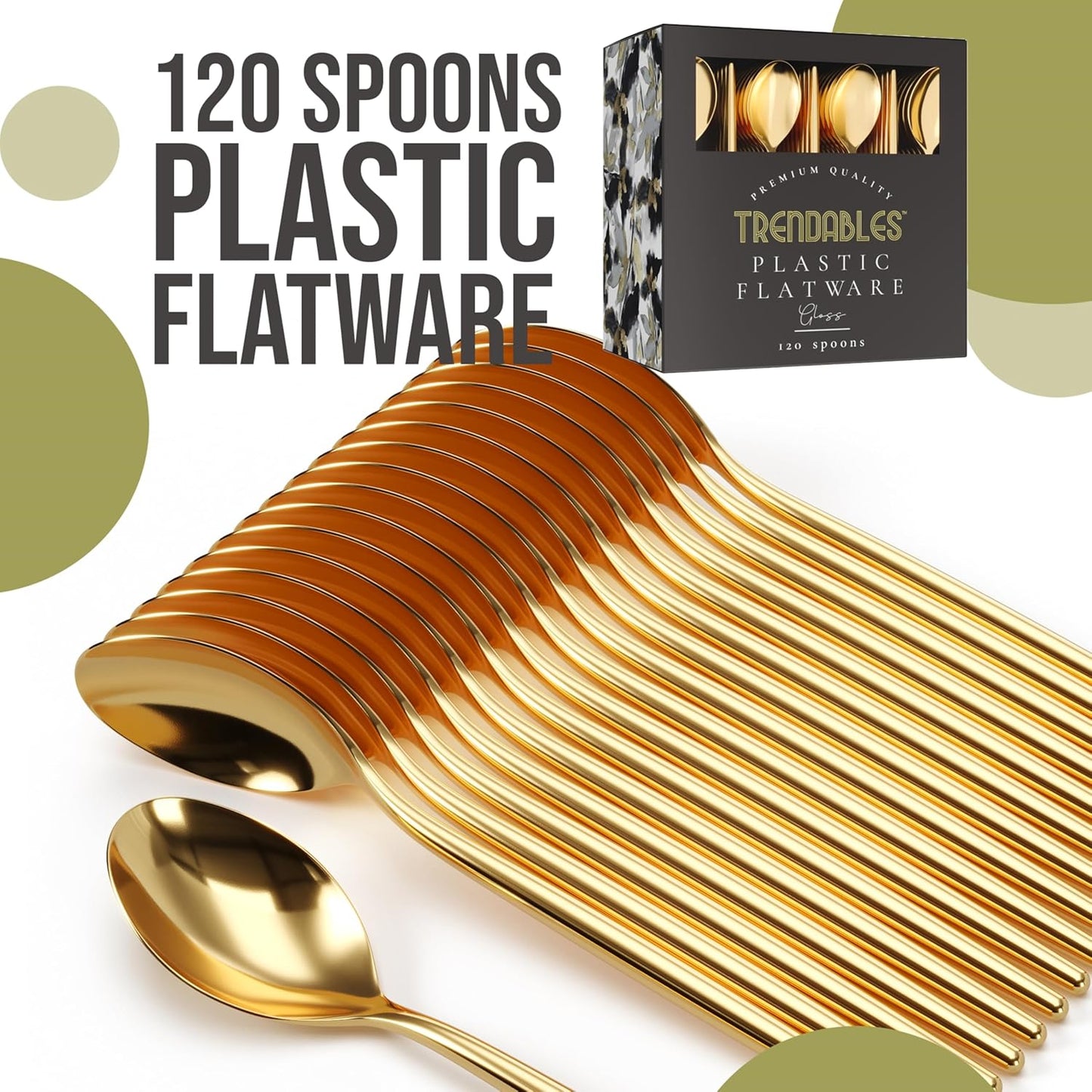 Gold Plastic Spoons Disposable Silverware 120 Pack Gold Plastic Cutlery Set Disposable Gold Silverware Set - Beautiful Gold Plastic Silverware Plastic Utensils Set Gold Spoons By Trendables