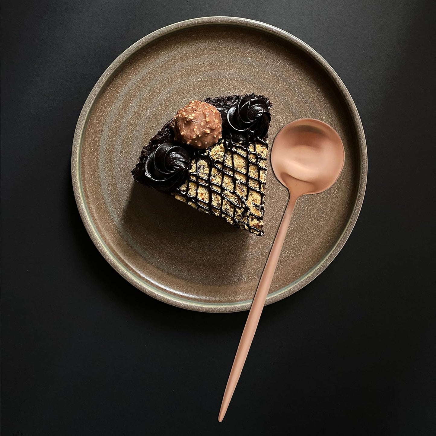 Matte Rose Gold Silverware Set, Stainless Steel Satin Finish Copper Flatware Cutlery Set for 4, 20-Piece Spoons and Forks Kitchen Utensil Set, Dishwasher Safe (Matte Rose Gold, 20 P)