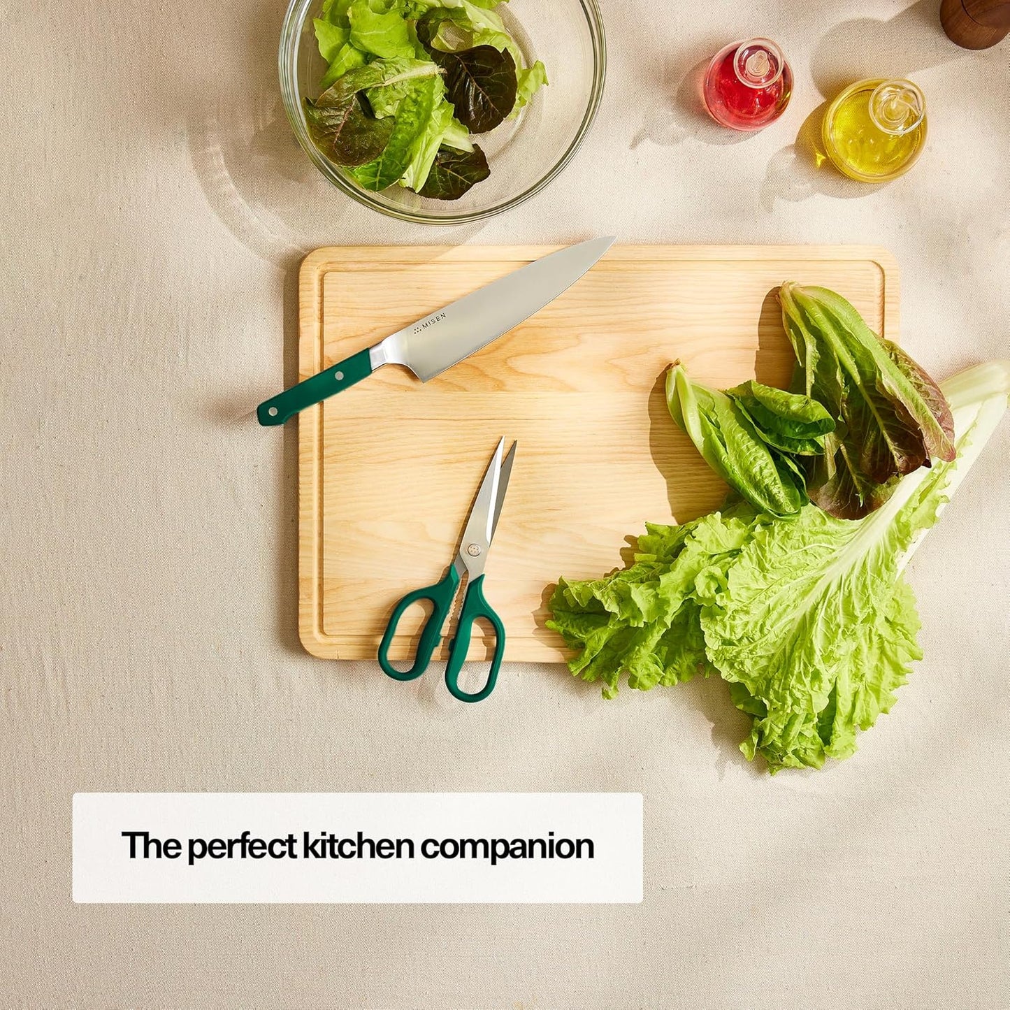 Misen Heavy Duty Kitchen Shears - Comfortable Ambidextrous Scissors for Meat, Poultry, Herbs & More - Easy to Clean - German Stainless Steel - Large | Green