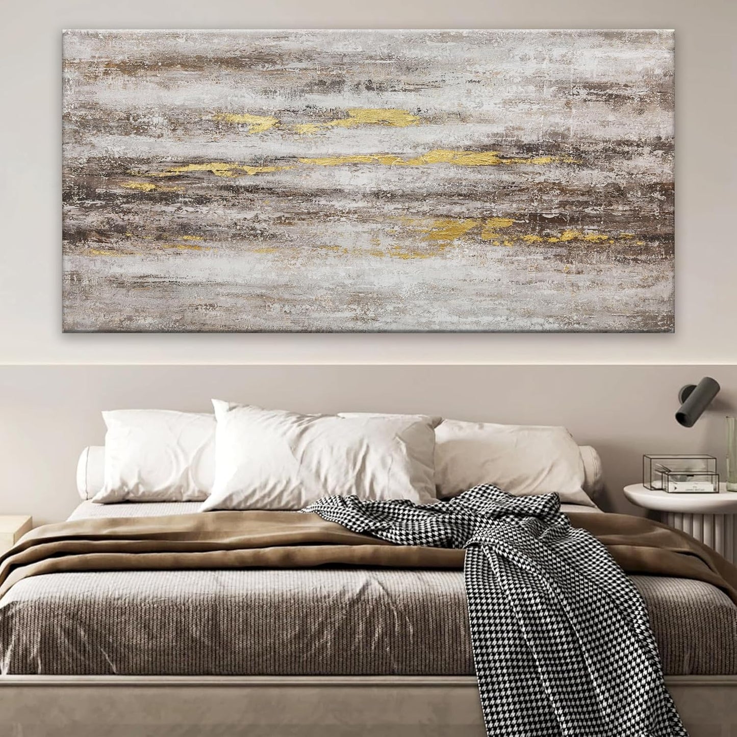 YISXINOAG Large Abstract Wall Art For Living Room Brown And White Wall Art Eclectic Decor Artwork Canvas Art Wall Decor For Dinning Room Bedroom Hotel Office Kitchen Ready To Hang 29x58 In