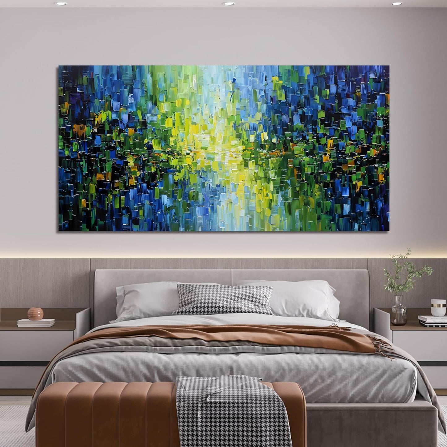 Abstract Canvas Art Wall Decor Canvas Wall Art Decor Large Modern Wall Art For Living Room Green Abstract Wall Art Prints Oversized Blue Wall Art Decor Art Work for Walls Bedroom Office Decor 29"X58"