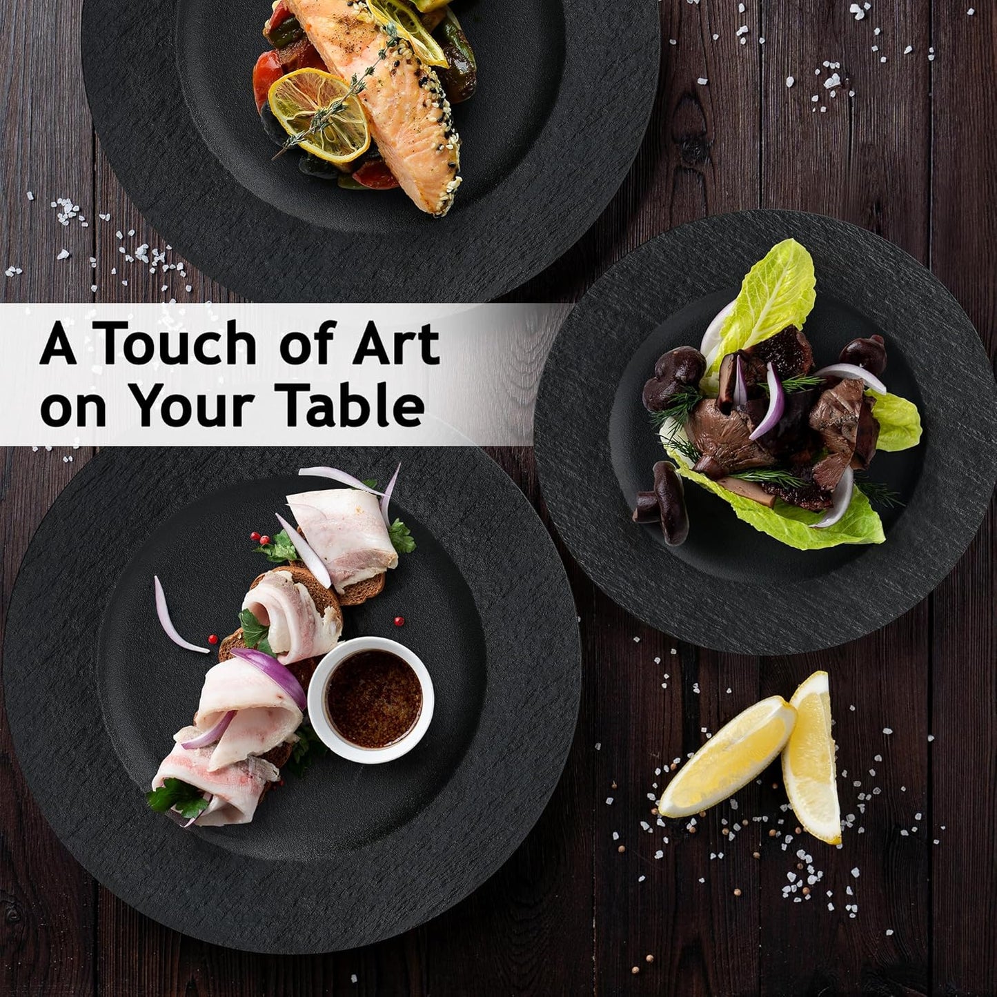 MIAMIO - 11 Inch, Set of 4 Dinner Plates/Ceramic Plate Set, Crockery Set - Modern Plates, Microwave and Dishwasher Safe - Oasis Collection