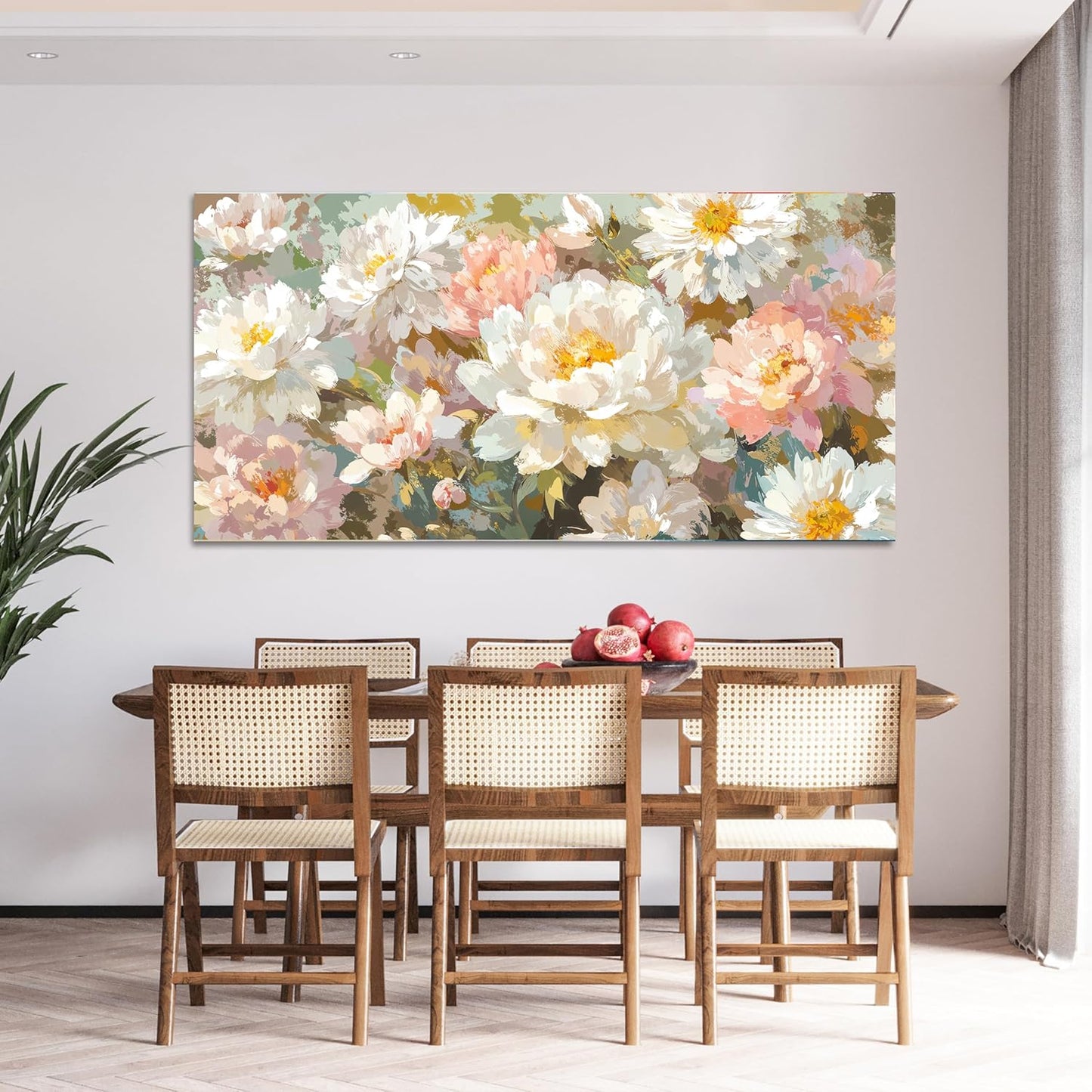 Canvas Wall Art Decor Large Wall Art for Living Room Colorful Flowers Wall Art Prints Artwork for Walls Oversized Botanical Wall Art Pictures Modern Canvas Art Wall Decor Bedroom Office Decor 29"X58"