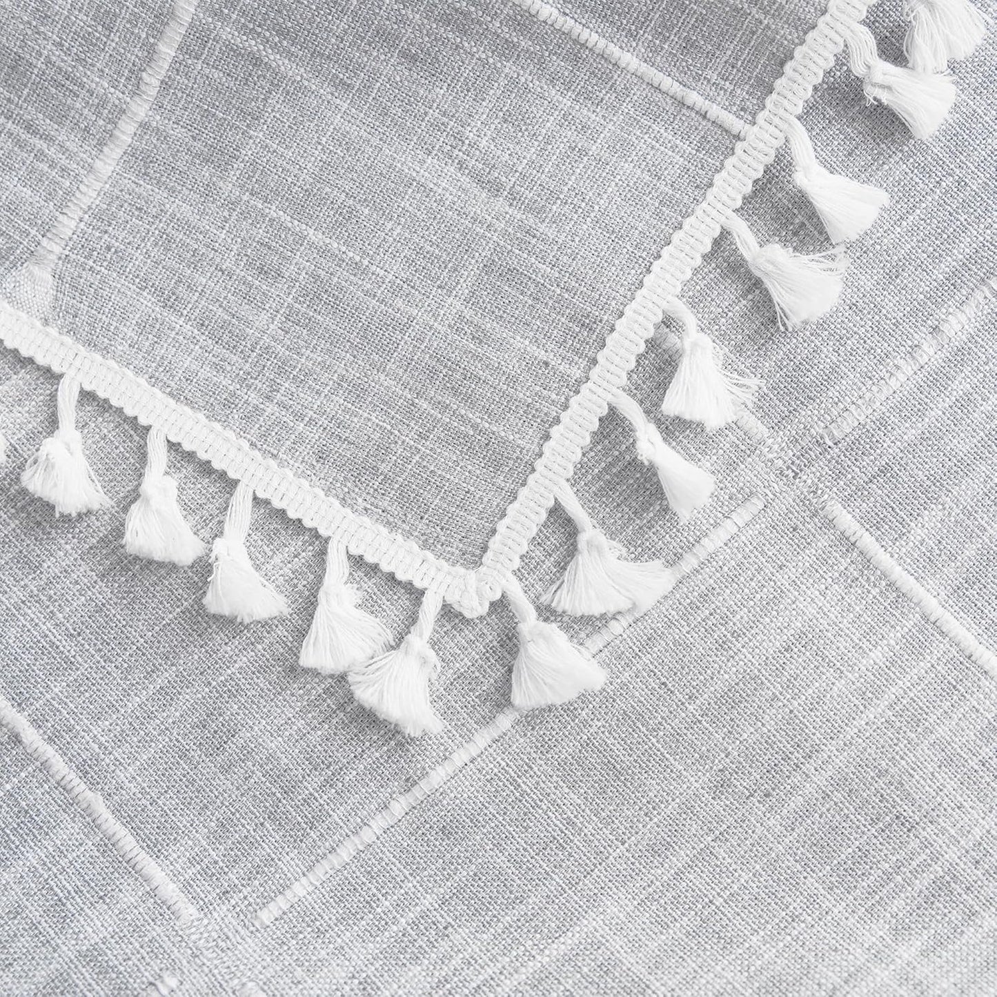 Oubonun Cotton Linen Rectangular Tablecloth - Wrinkle Resistant & Waterproof - Machine Washable Table Cloth with Tassels for Kitchen & Dining, 55''x120'', 10-12 Seats, Grey