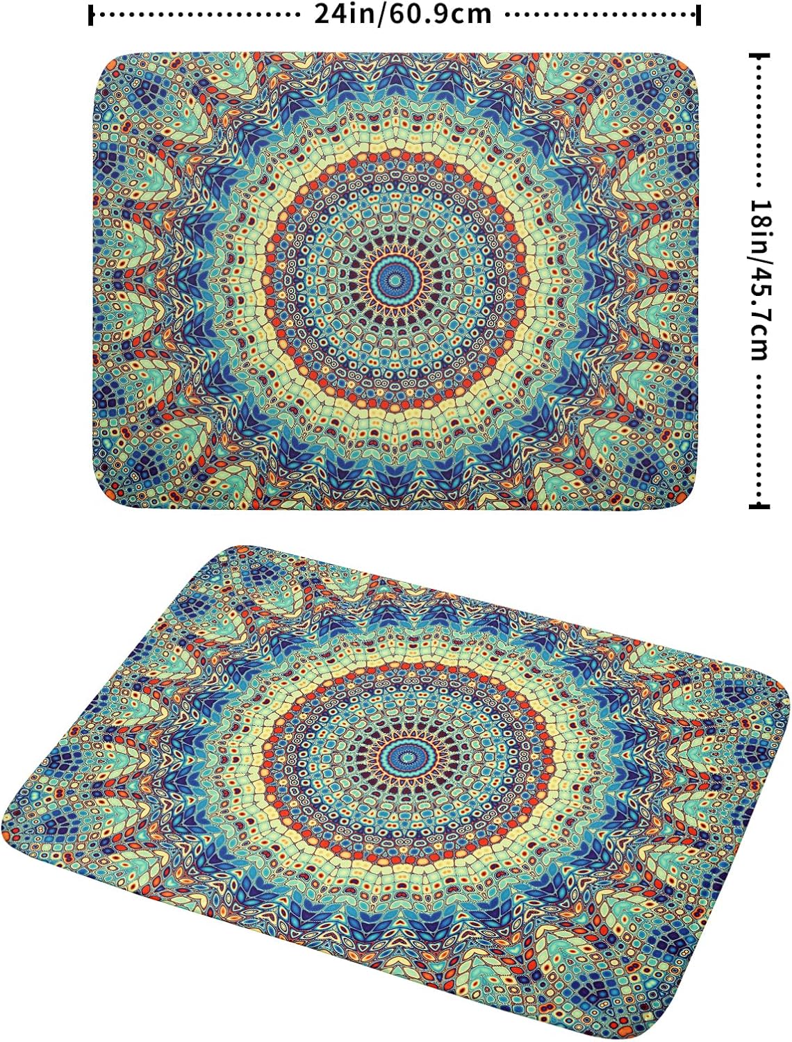 aportt Bohemian Drying Mats for Kitchen Counter 18×24 Inch Boho Mandala Ethnic Large Drying Mat for Dishes Microfiber Farmhouse Dish Rack Mat Drainer Pad Washable Absorbent Dry Mat