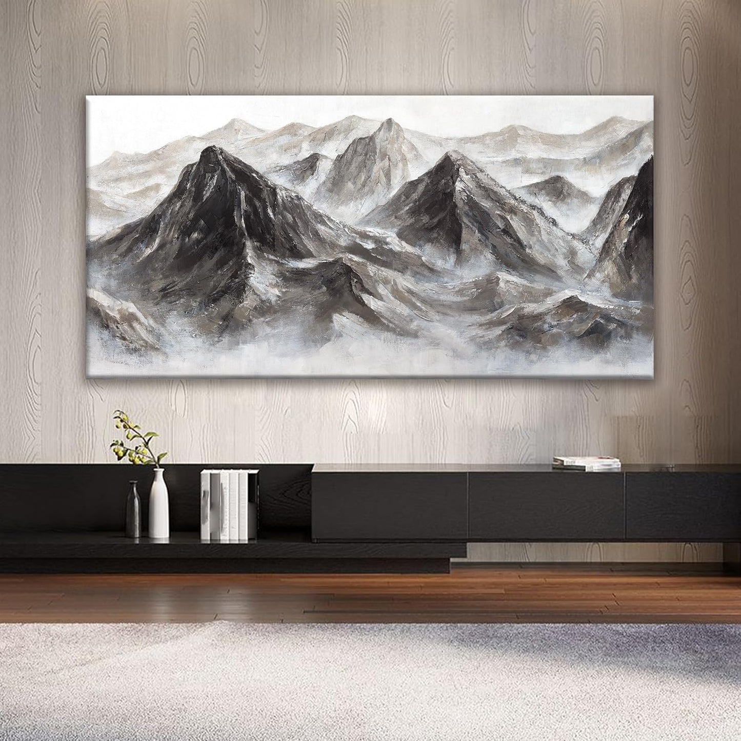 QSQ Large Abstract Wall Art For Living Room Canvas Art Wall Decor Bedroom Office Decor Abstract Mountain Landscapes Grey White Wall Art Painting Abstract Art Prints Home Wall Art 29 × 58 In