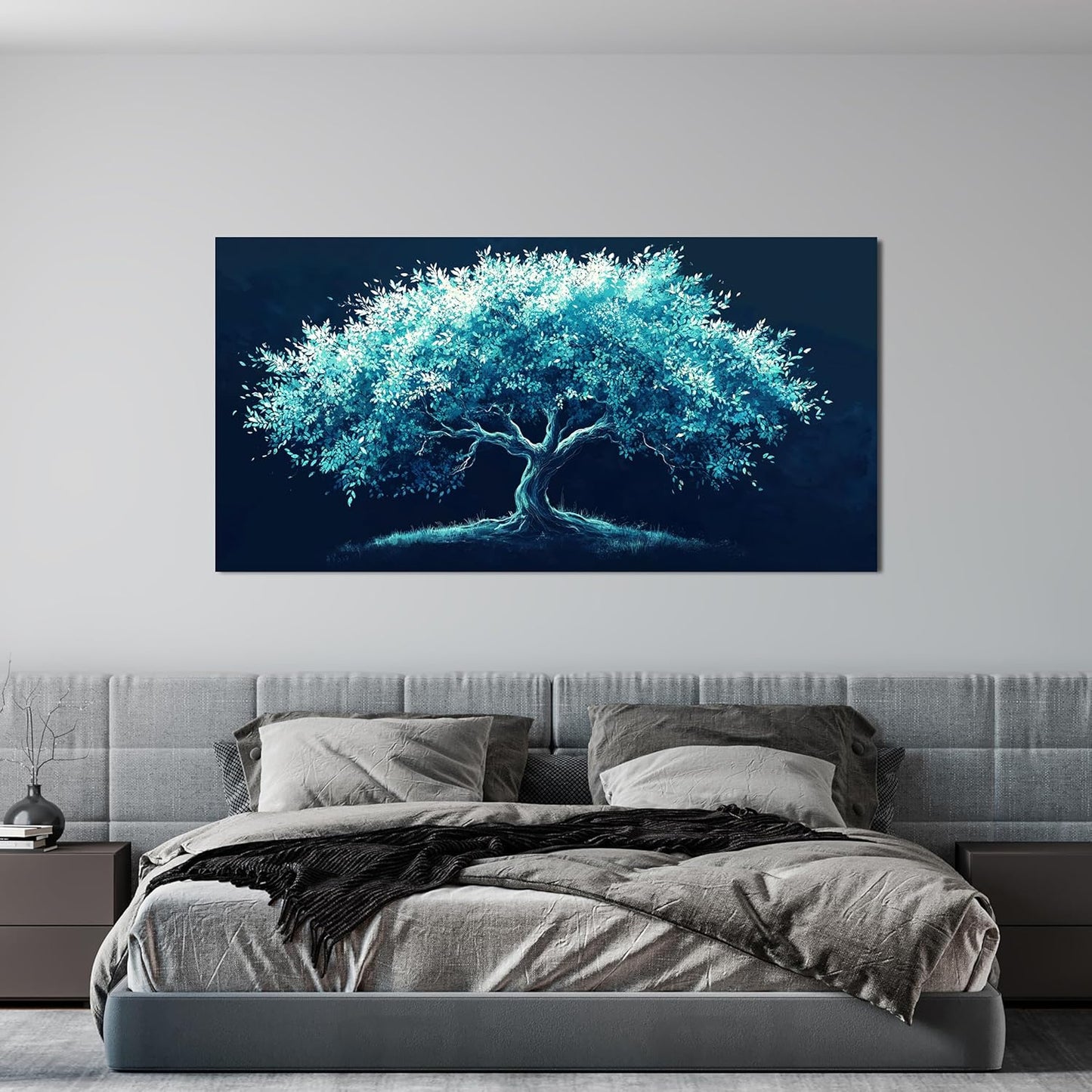 Canvas Wall Art Decor Green Tree of Life Wall Art Decorations Wall Art Pictures for Living Room Large Bltanical Wall Art Prints 24" X 48" Canvas Art Wall Decor Artwork for Walls Bedroom Office Decor