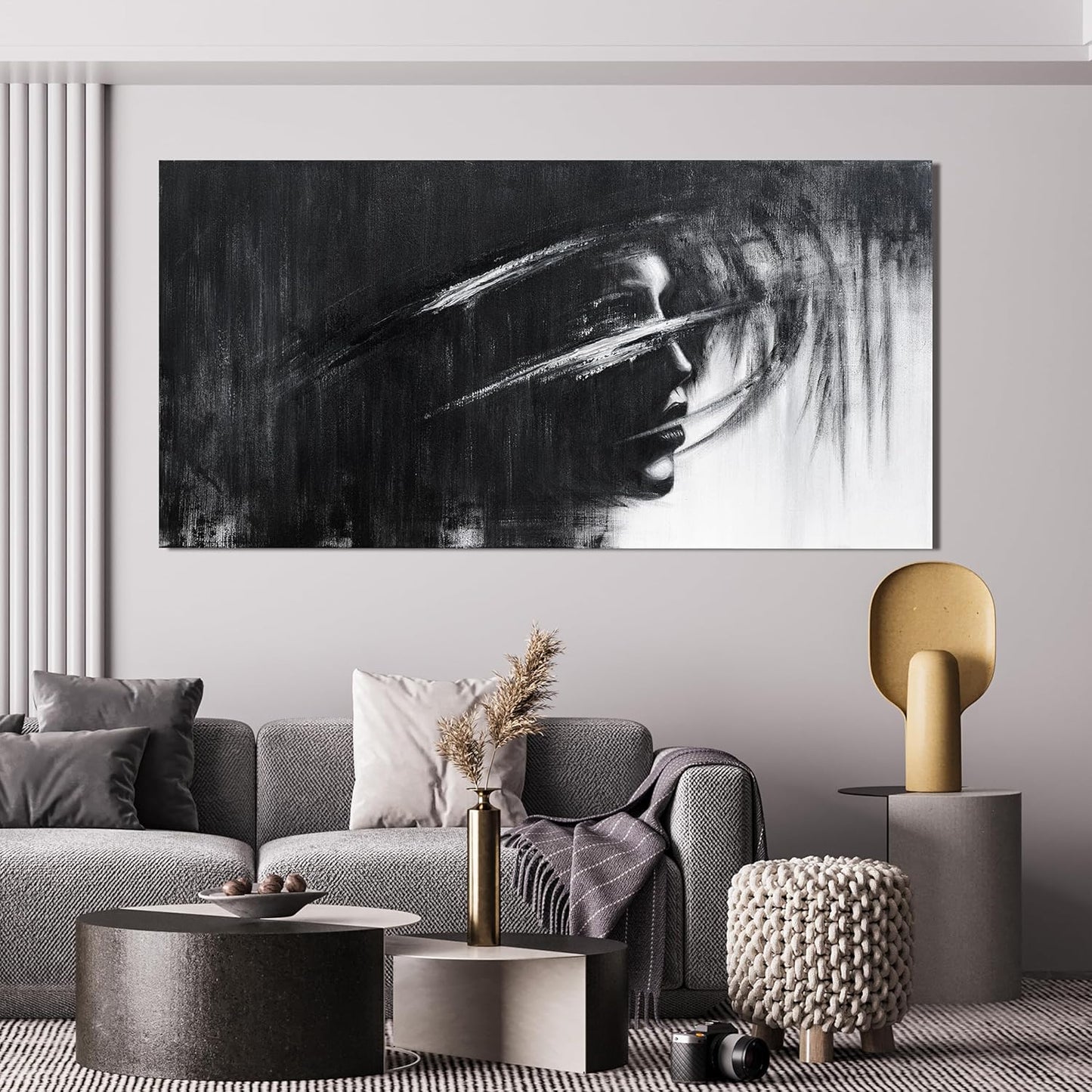 Canvas Wall Art Decor Large Wall Art for Living Room Black and White Abstract Wall Art Prints Artwork for Walls Art Work for Wall Decor Modern Abstract Wall Art Bedroom Office Decor 24" X 48"