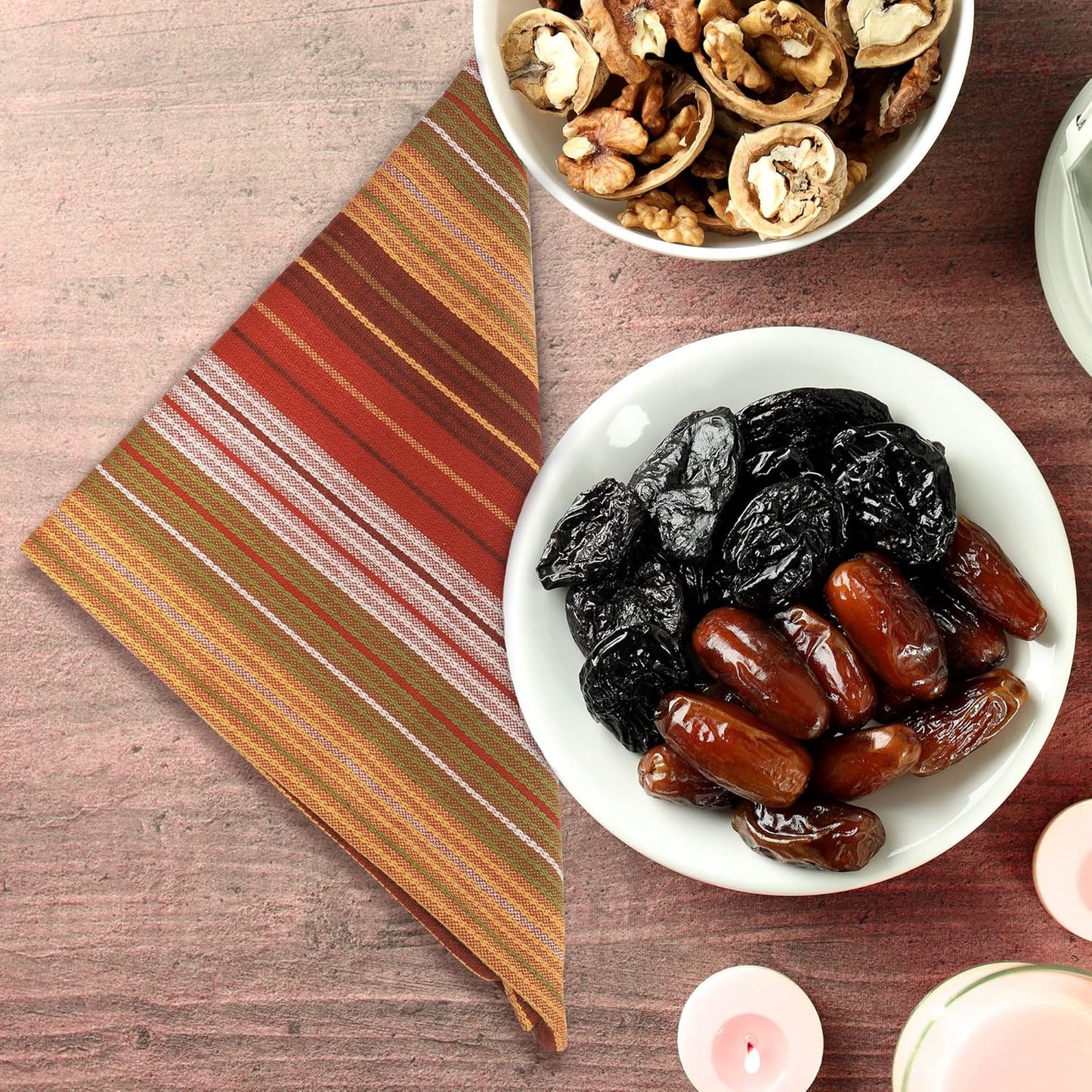 Urban Villa Fall Stripes Kitchen Towels Set of 6 20x30 Inches Over Sized Premium Quality100% Cotton Thanks Giving Day Dish Towels Mitered Corners with Hanging Loop Harvest Stripes Dish Cloths