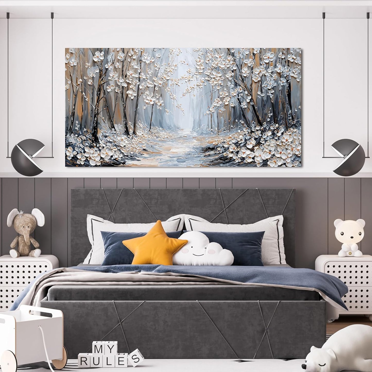 Large Canvas Wall Art Decor Wall Art Pictures for Living Room Art Work for Wall Decor Artwork for Walls Landscape Forest Wall Art Prints Modern Flowers Wall Art Decorations Home Office Decor 24"X48"