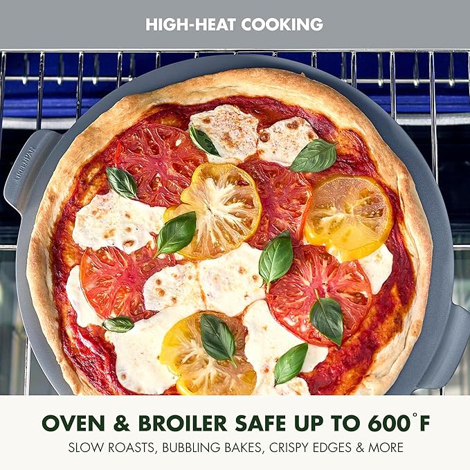 GreenPan Premiere Ovenware Healthy Ceramic Nonstick 16.5" Pizza Pan, PFOA and PFAS-Free, Warp-Free Bakeware, Durable Quick Heating Baking Tray, Oven and Broiler Safe to 600F, Dishwasher Safe, Gray