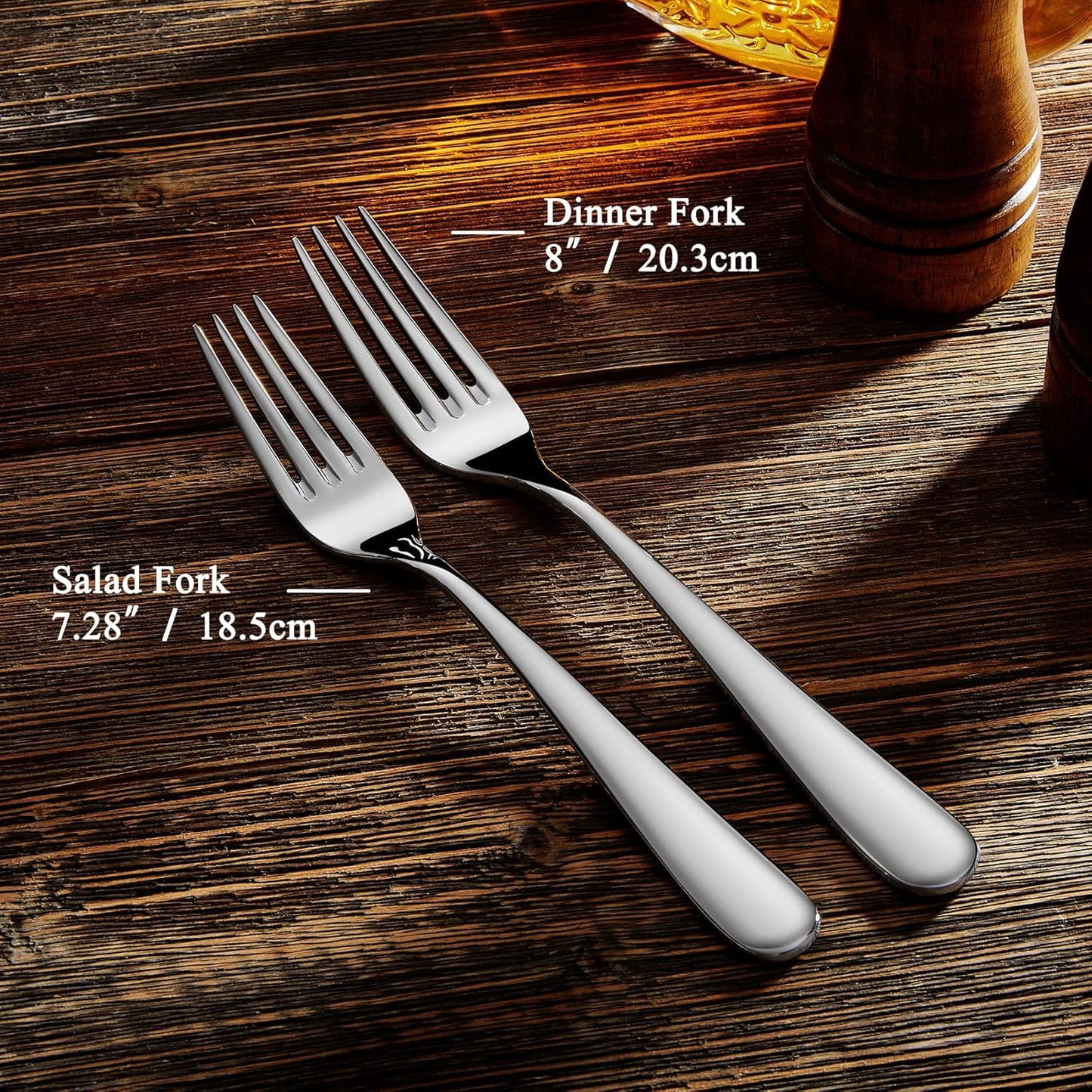 KEAWELL Premium Louise Forks, Set of 4, 18/10 Stainless Steel, Forks Silverware with Round Edge, Exceptional Mirror Finish, Dishwasher Safe (7.3" Salad Fork)