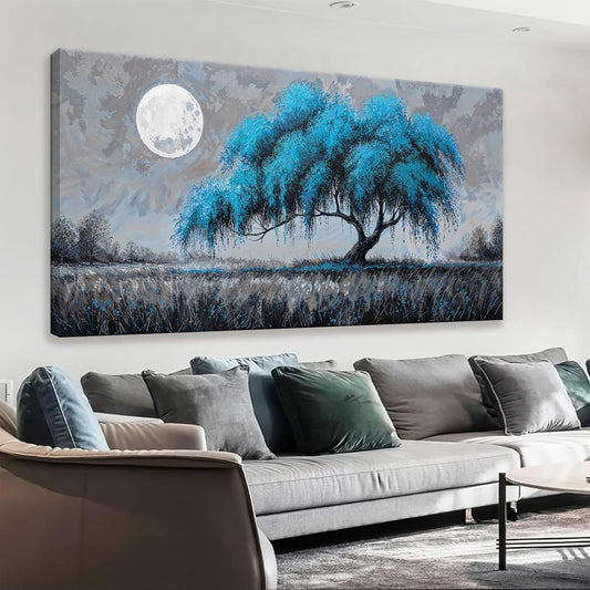 Large Wall Art For Living Room Modern Blue Tree Of Life Wall Art Decor Canvas Prints Artwork For Wall Decor Bedroom Office Kitchen Ready To Hang 29x58 Inch