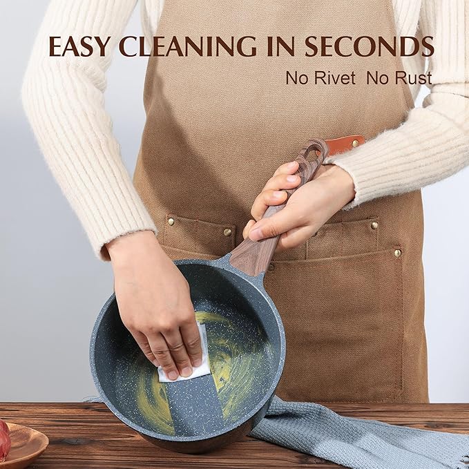 SENSARTE Nonstick Sauce Pan with Lid Saucepan Set, Swiss Granite Coating Sauce Pot Kitchen Cooking Pot, Induction Comptable, Free of Intentionally Added PFOA, 2 + 2.5 QT