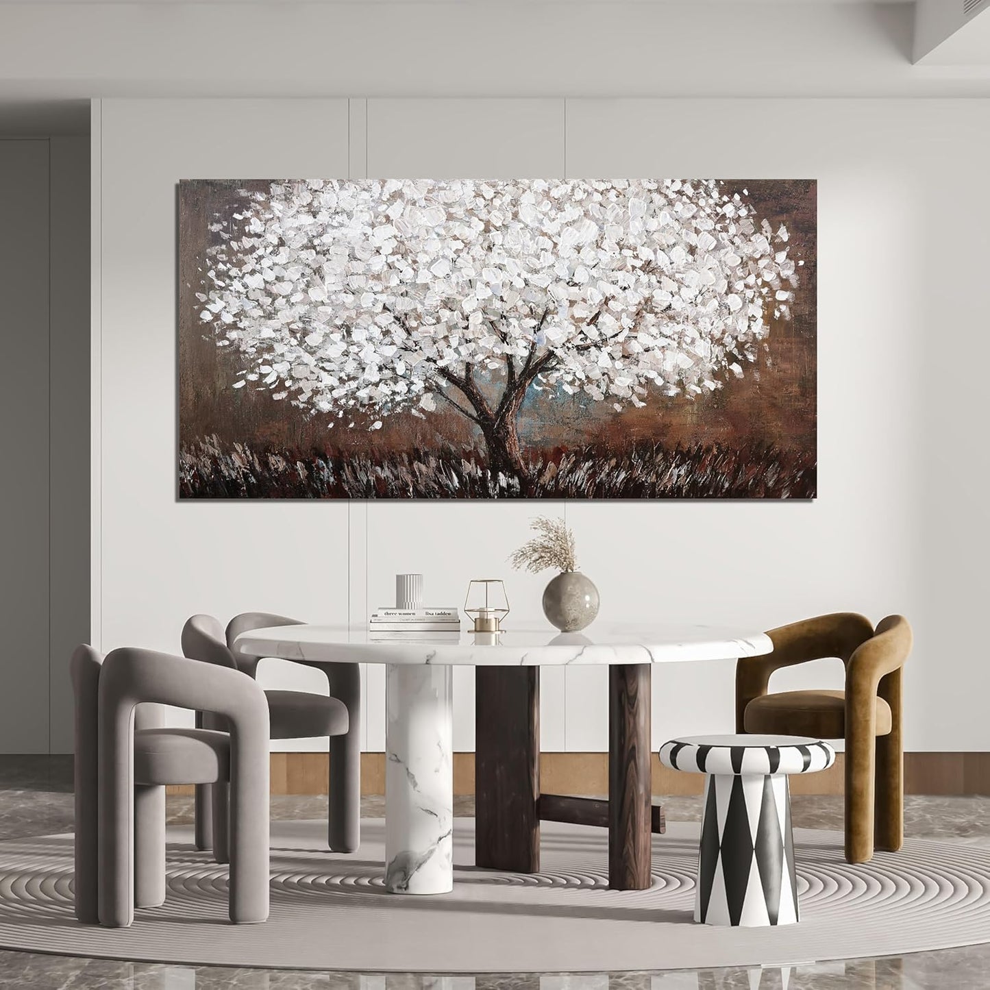 Canvas Wall Art Decor Artwork for Walls Large Black and White Wall Art Decor for Living Room Tree of Life Wall Art Vintage Tree Flower Wall Decor Art Paintings for Room Home Office Wall Decor 29"X58"