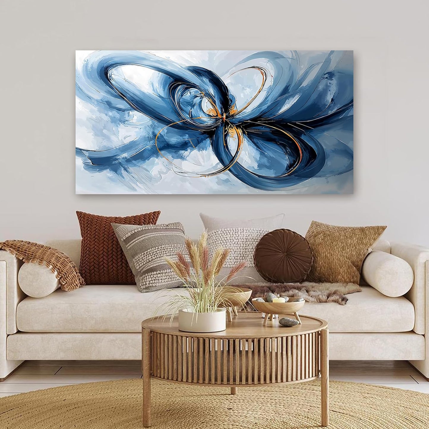 Canvas Wall Art Decor Modern Large Wall Art For Living Room Blue Abstract Wall Art Abstract Art Wall Decor Modern Artwork for Walls Canvas Prints Art Work For Home Kitchen Office Wall Decor 24" X 48"