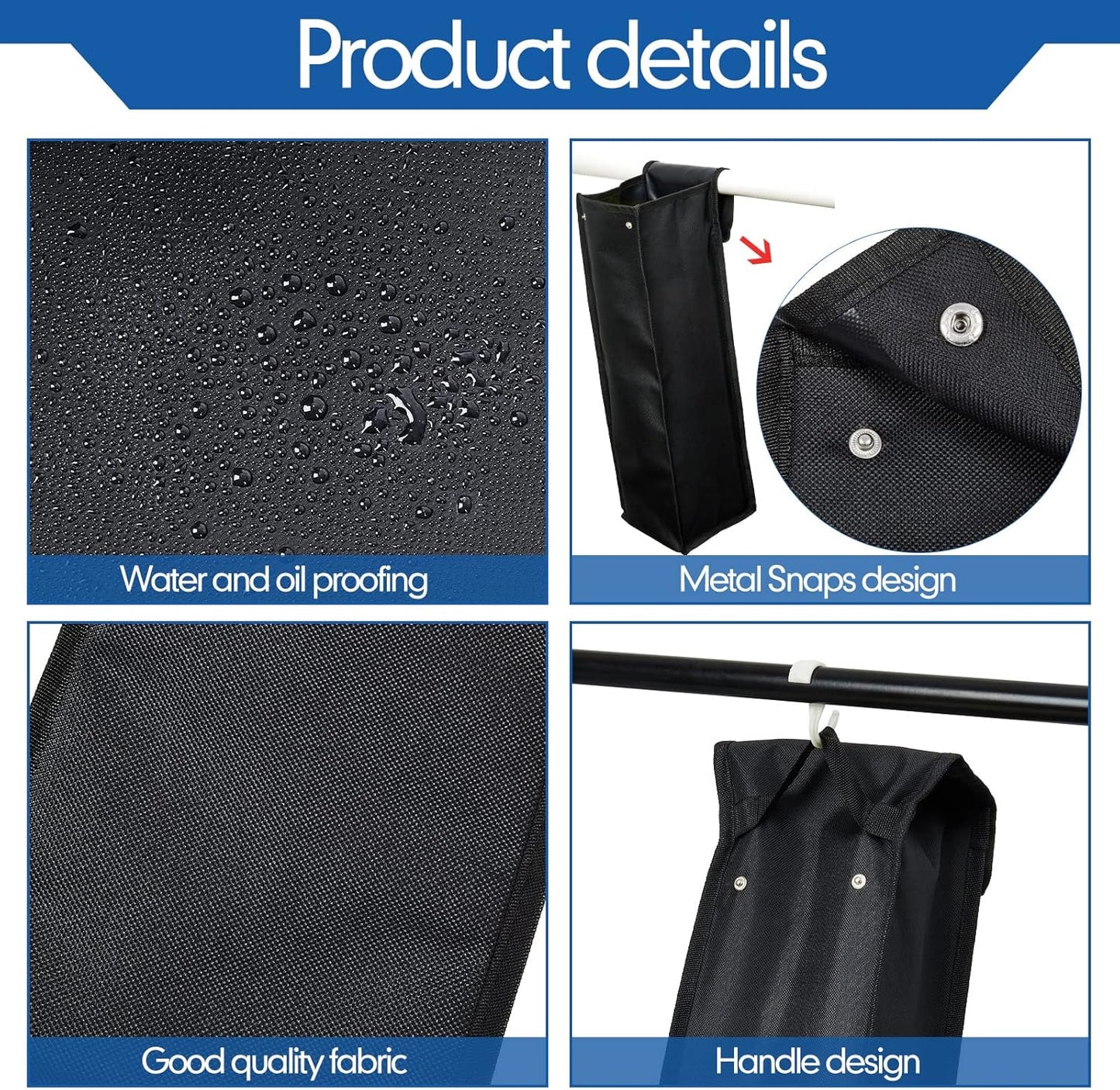 Amylove 2 Sizes Grill Utensil Storage BBQ Tool Bag Foldable Oxford Grilling Carry Bag Waterproof Grill Utensil Holder Outdoor BBQ Accessories Picnic Cooking Tools for Camp Barbecue(Routine)