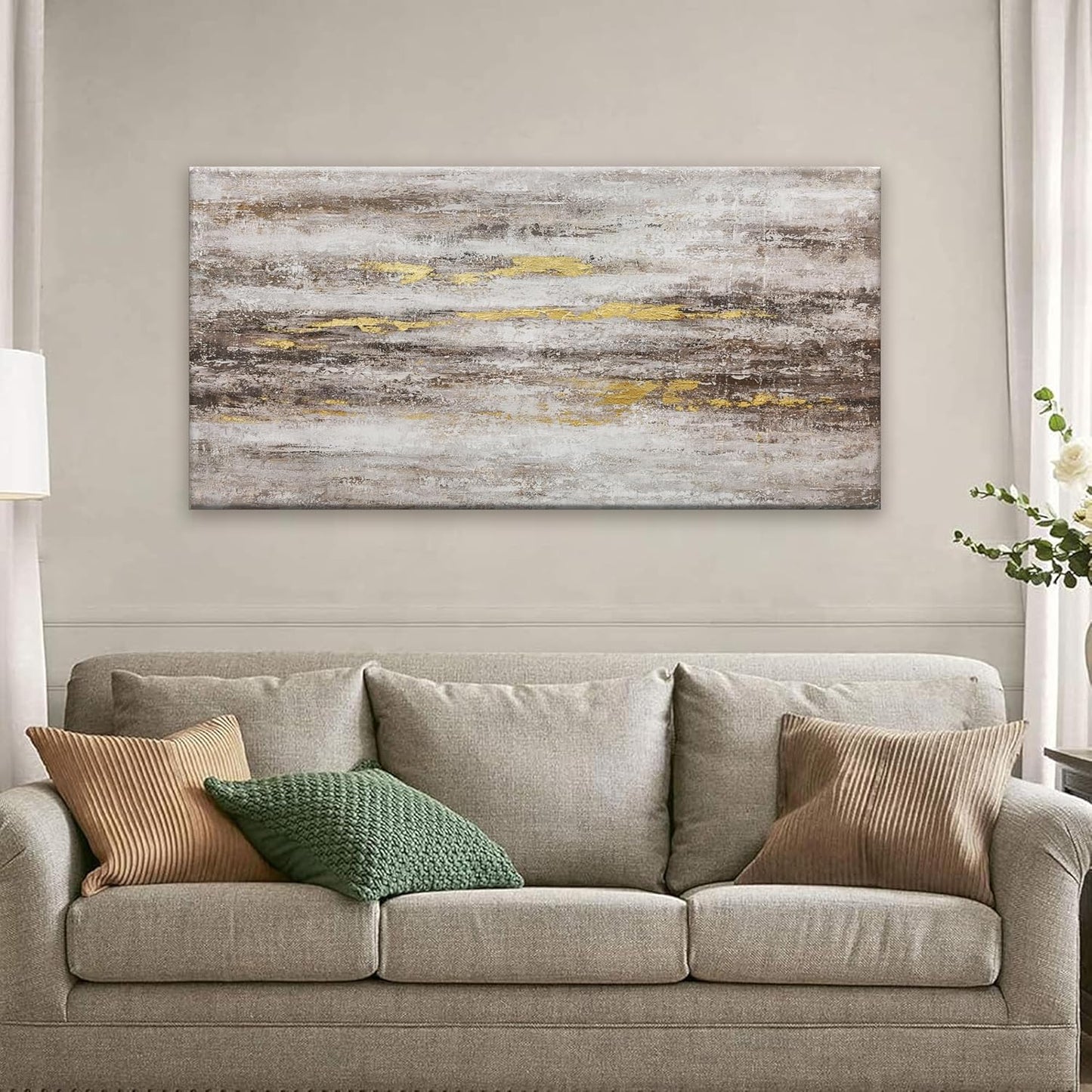 YISXINOAG Abstract Wall Art Decor Grunge Room Abstract Wall Decor Art Brown Grey Canvas Art Wall 20" X 40" Painting Brown And White Wall Art For Bedroom Office Dining Room