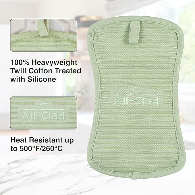 All-Clad Premium Pot Holder & Hot Pad: Heat Resistant to 500 Degrees - 100% Cotton, 10"x6.25" Hot Pad for Kitchen and Barbeque, (1-Pack), Fennel