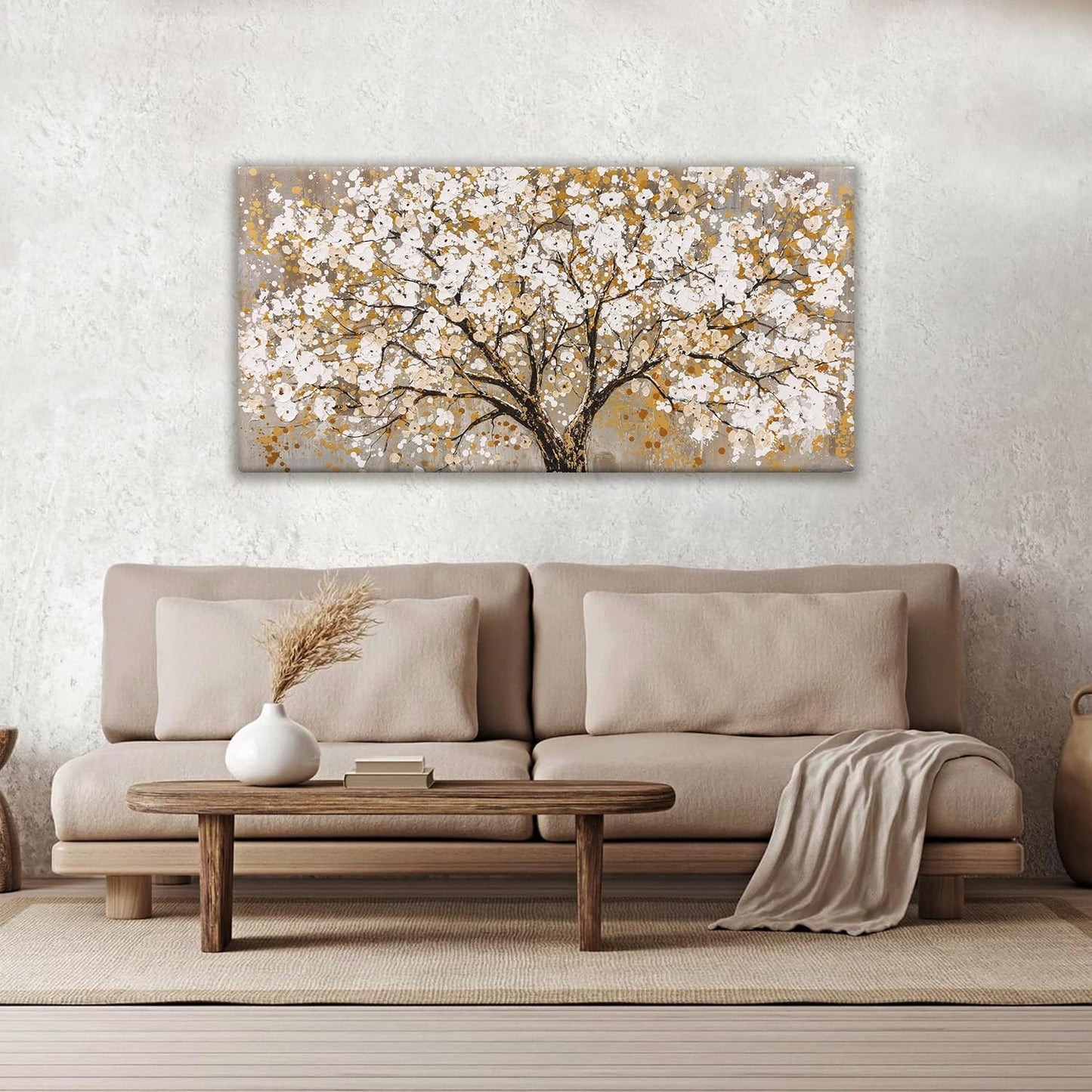 Wall Art Gold Nature Tree Of Life Abstract Canvas Painting Canvas Art Wall Decor Picture Modern Wall Art Landscape Artwork For Living Room Bedroom Bathroom Office Home Decor 24"X48"Painting