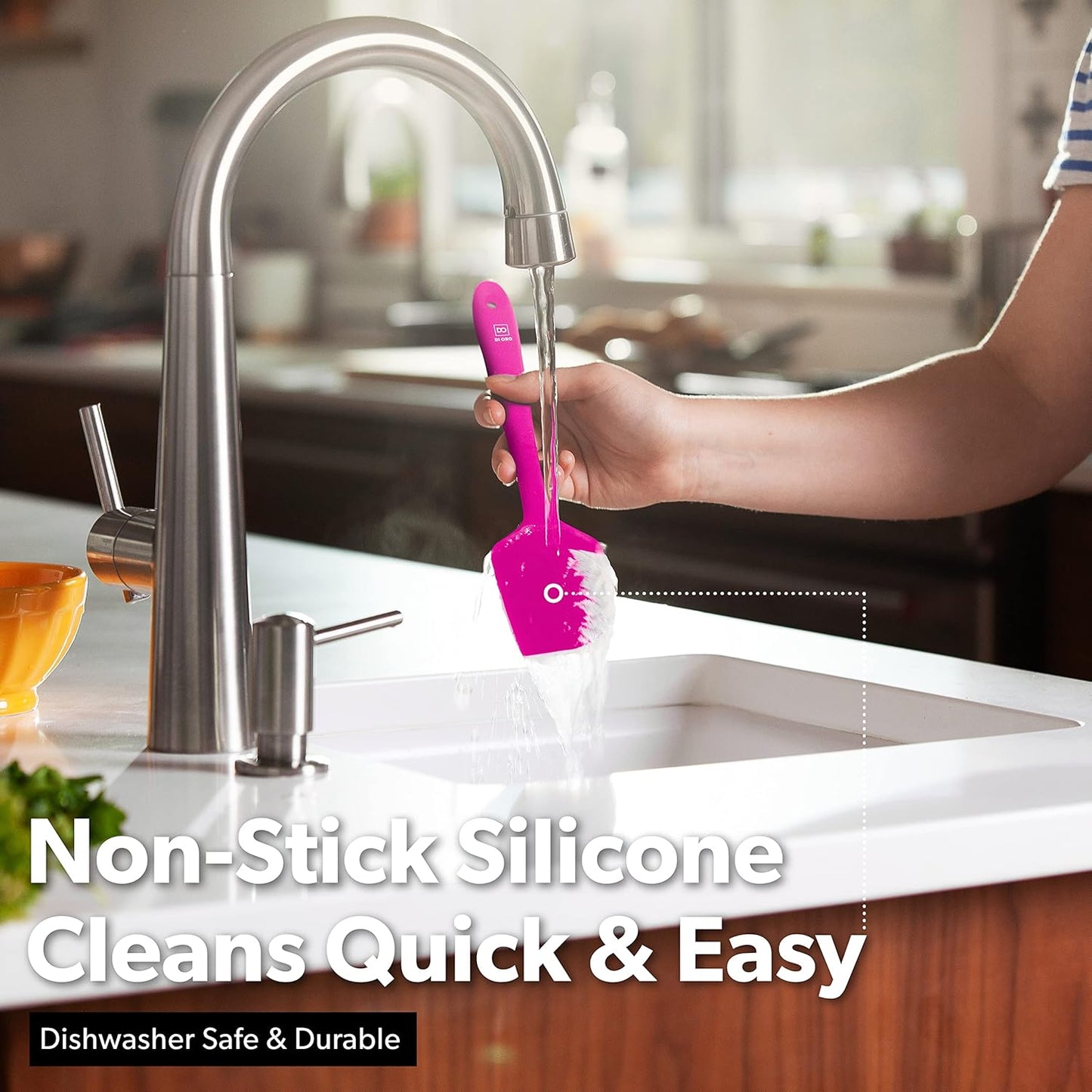 DI ORO Silicone Spatula Set - Rubber Kitchen Spatulas for Baking, Cooking, & Mixing - 600°F Heat-Resistant & BPA Free Silicone Scraper Spatulas for Nonstick Cookware - Dishwasher Safe (3pc, Magenta)