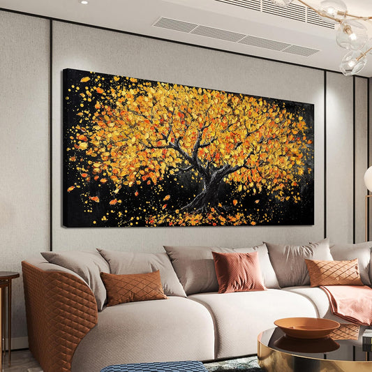 Canvas Wall Art Decor Large Wall Art Pictures for Living Room Artwork for Walls Black and Gold Wall Art Decor Tree of Life Wall Art Prints Canvas Art Wall Decor for Home Office Wall Decor 29" X 58"
